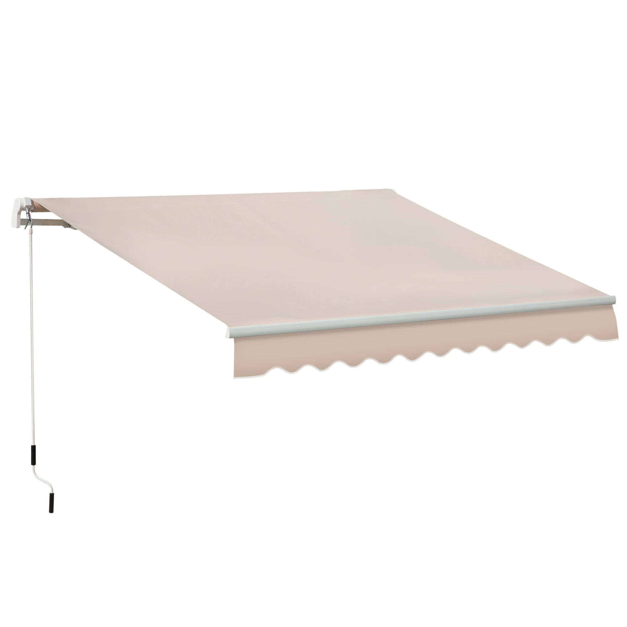 4 x 2.5m Retractable Manual Awning, Sun Shade Canopy w/ Fittings & Crank Handle, Beige