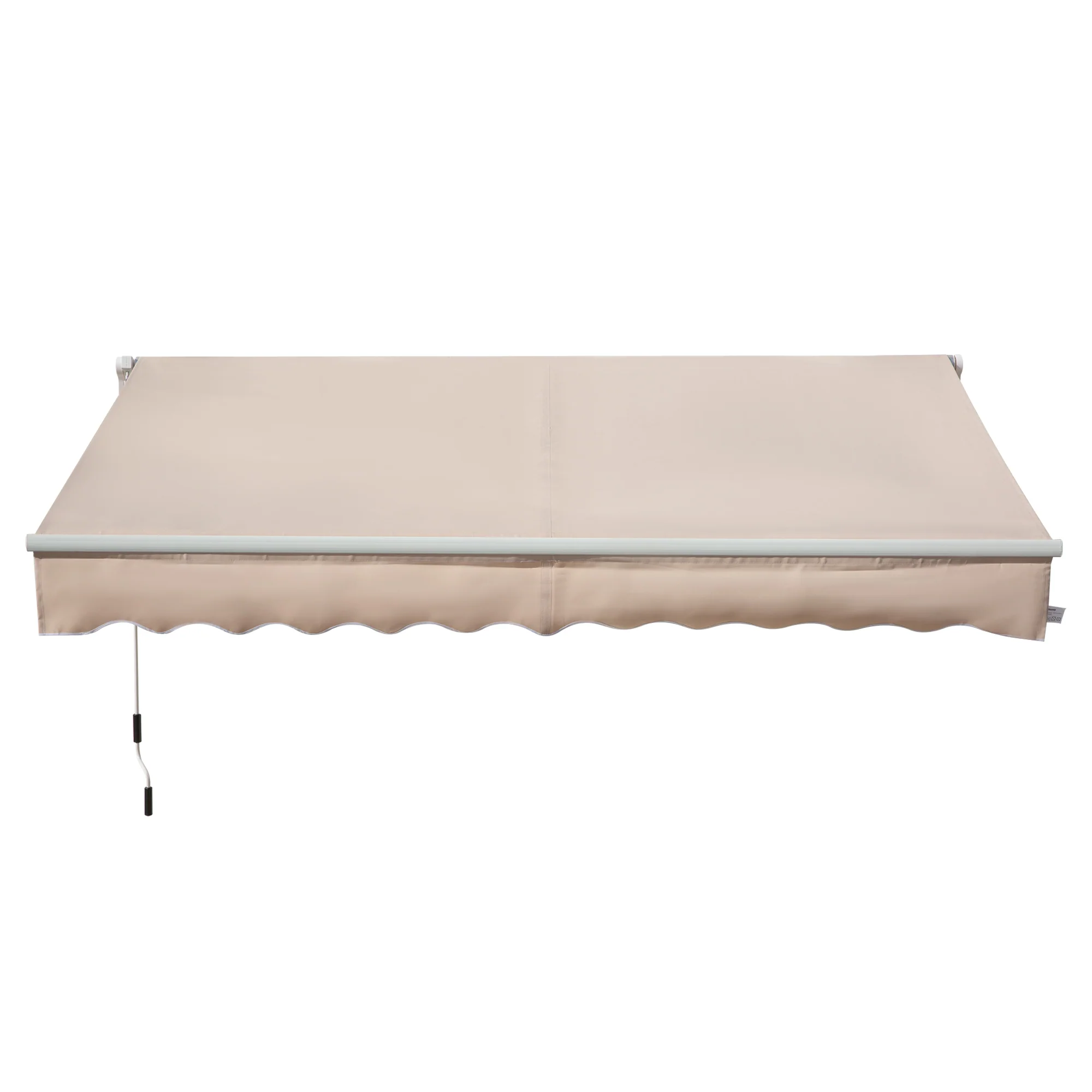 4 x 2.5m Retractable Manual Awning, Sun Shade Canopy w/ Fittings & Crank Handle, Beige - Image 2