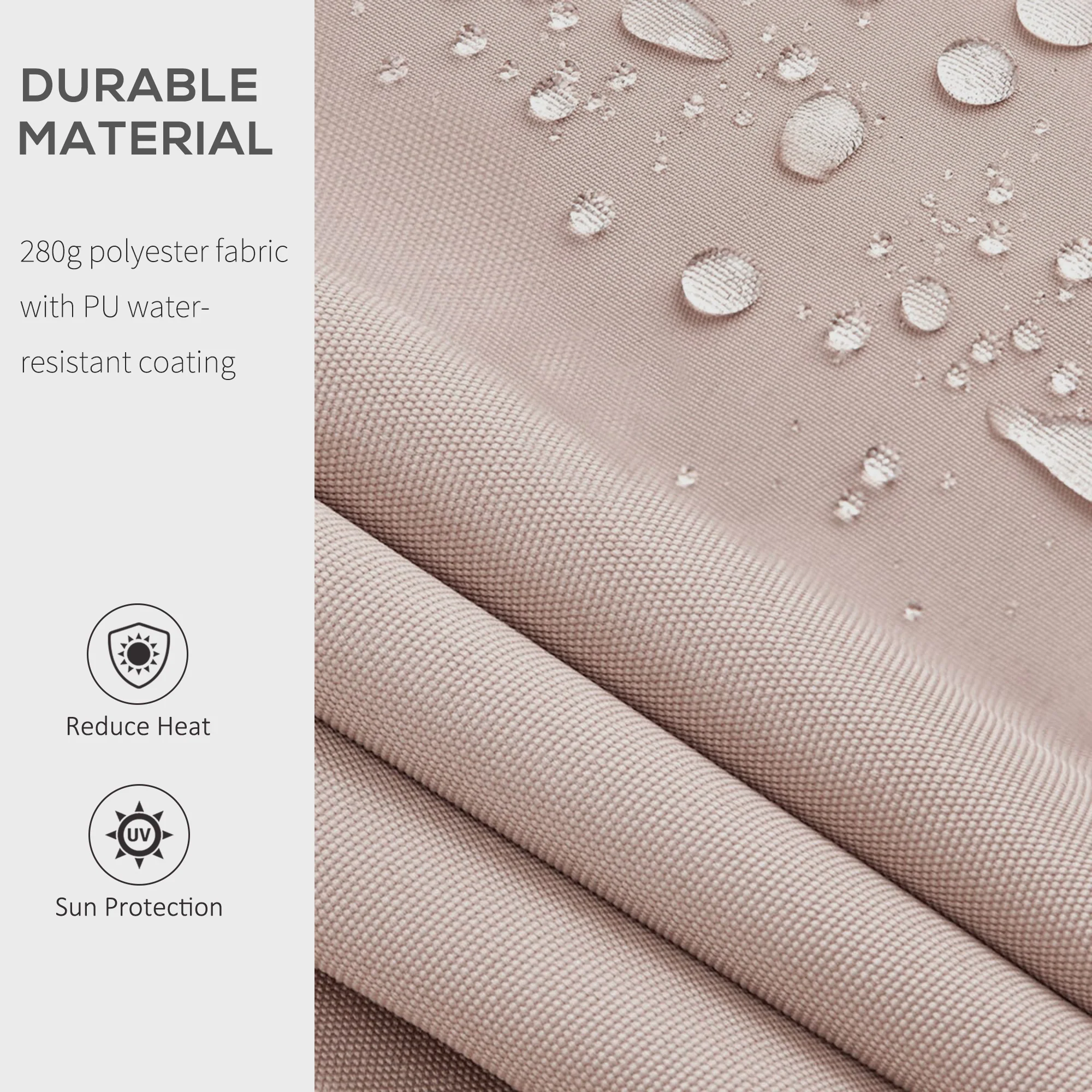 4 x 2.5m Retractable Manual Awning, Sun Shade Canopy w/ Fittings & Crank Handle, Beige - Image 9