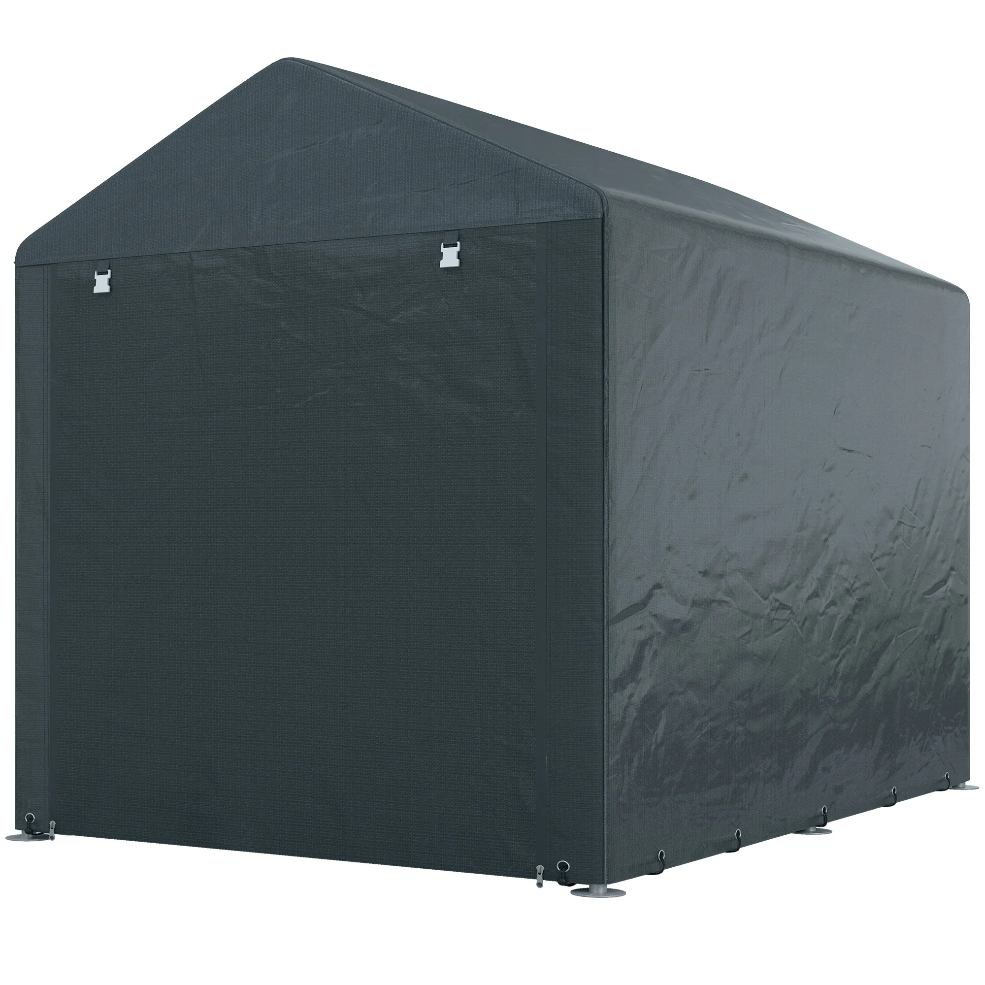 5.2' x 7.2' Portable Storage Shed with Galvanized Frame, Waterproof Cover and Roll-up Door, Dark Grey - Image 2