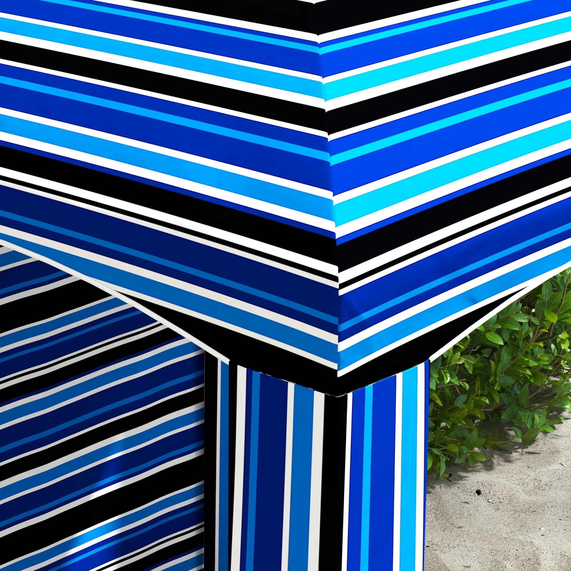 5.9' x 5.9' Portable Beach Cabana Umbrella, Blue Stripe - Image 10