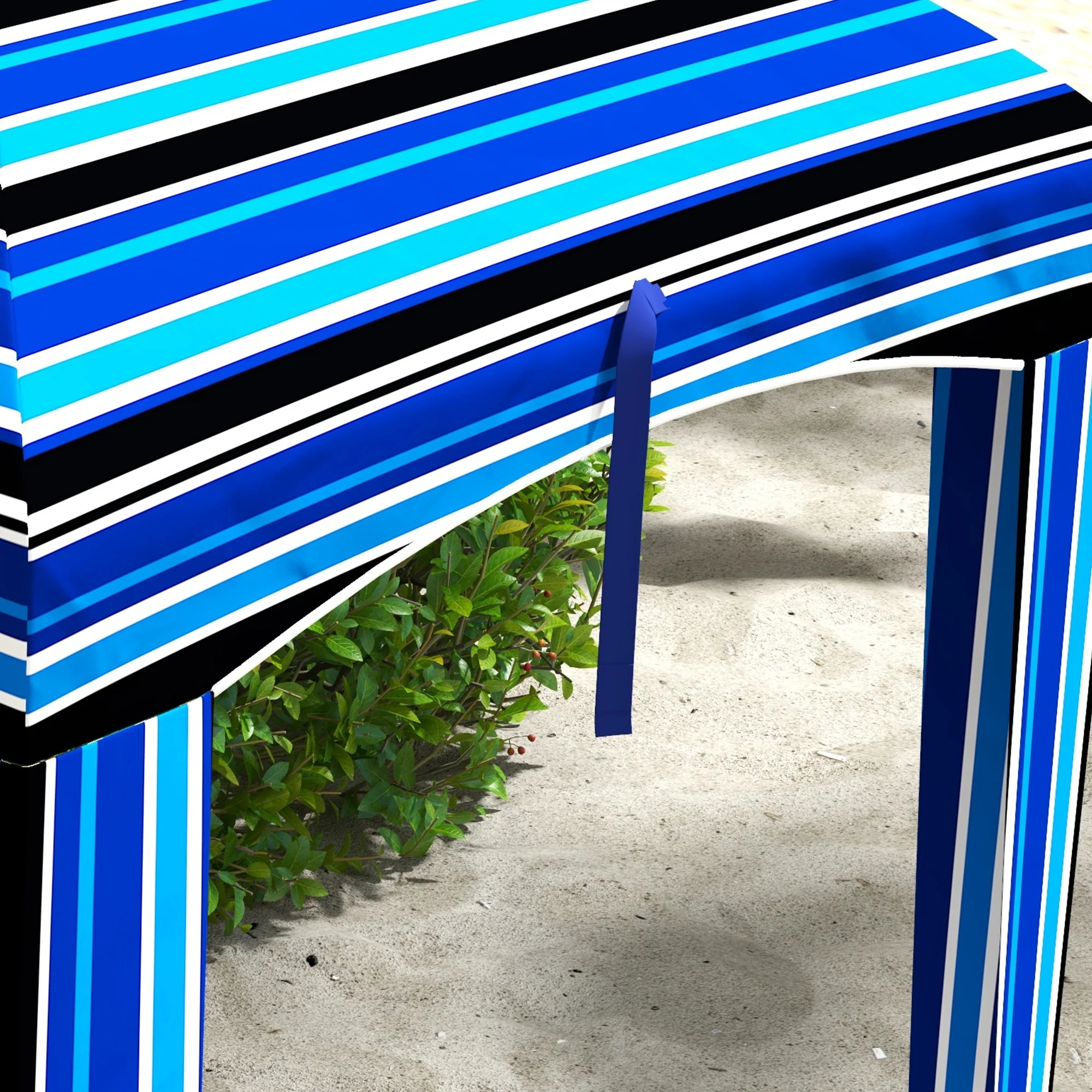 5.9' x 5.9' Portable Beach Cabana Umbrella, Blue Stripe - Image 11