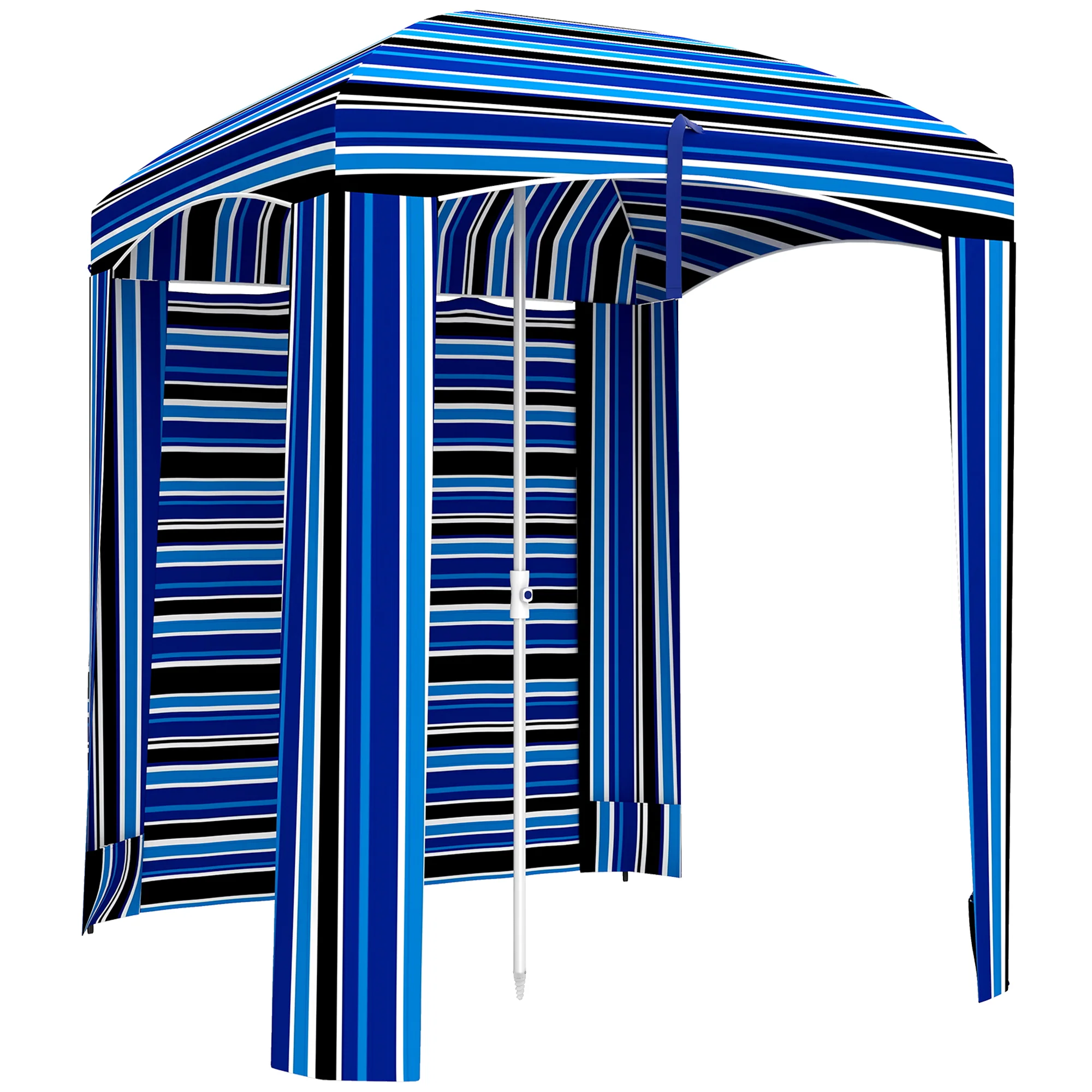 5.9' x 5.9' Portable Beach Cabana Umbrella, Blue Stripe - Image 12