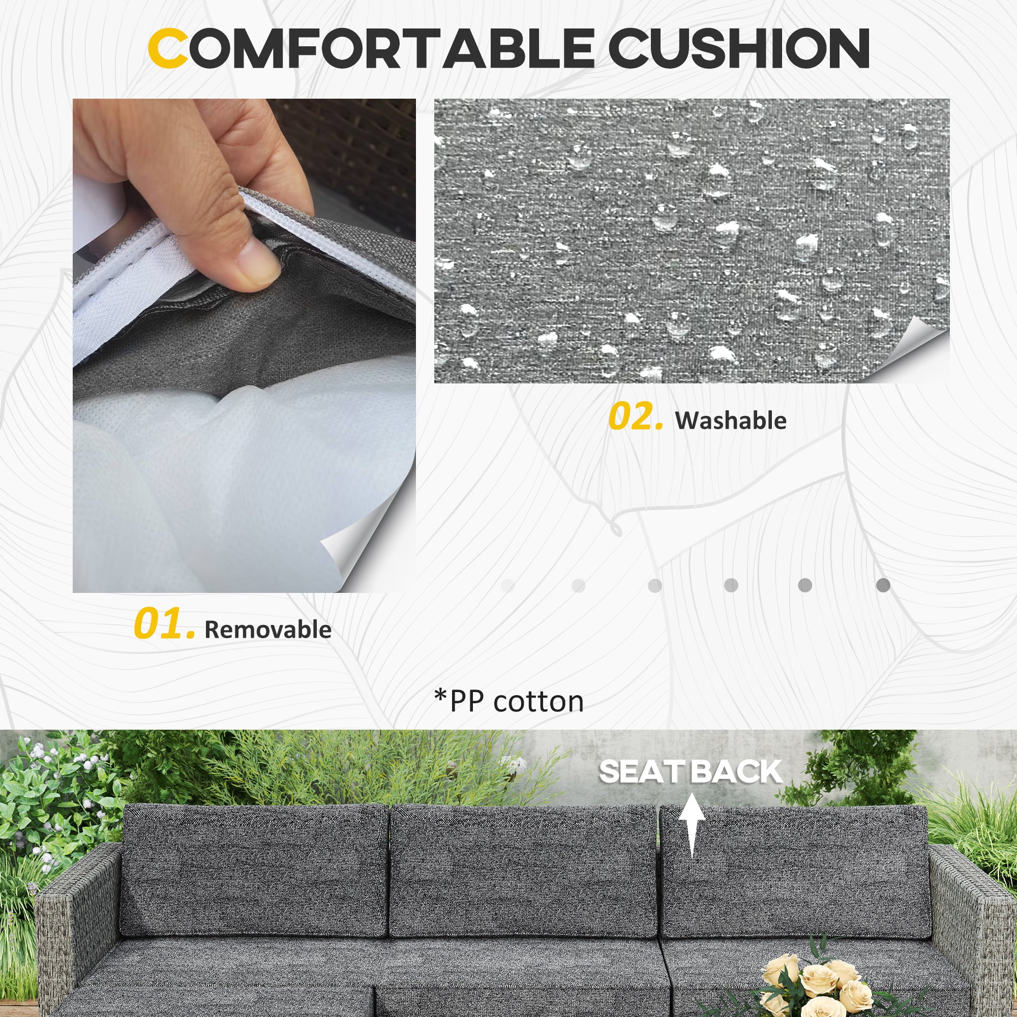 5 Piece PE Rattan Garden Furniture Set with Corner Sofa & Glass Table, Dark Grey - Image 8