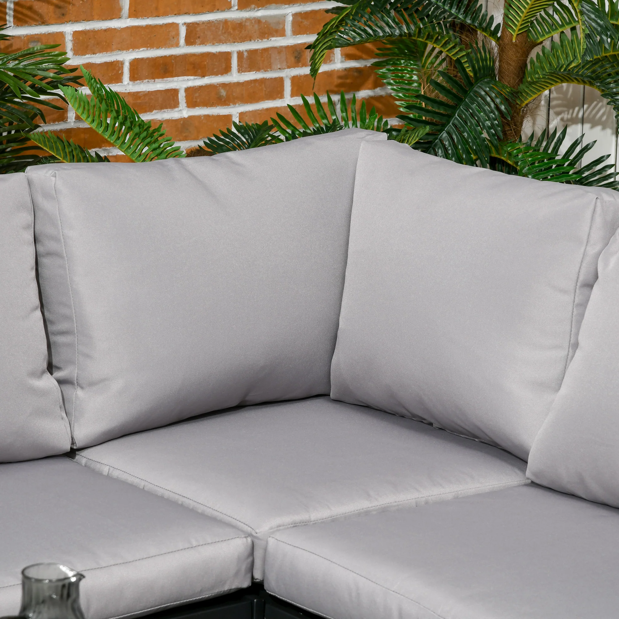 5 Seater Outdoor Conversation Furniture w/ Loveseats, Coffee Table & Mesh Pocket, Light Grey - Image 11