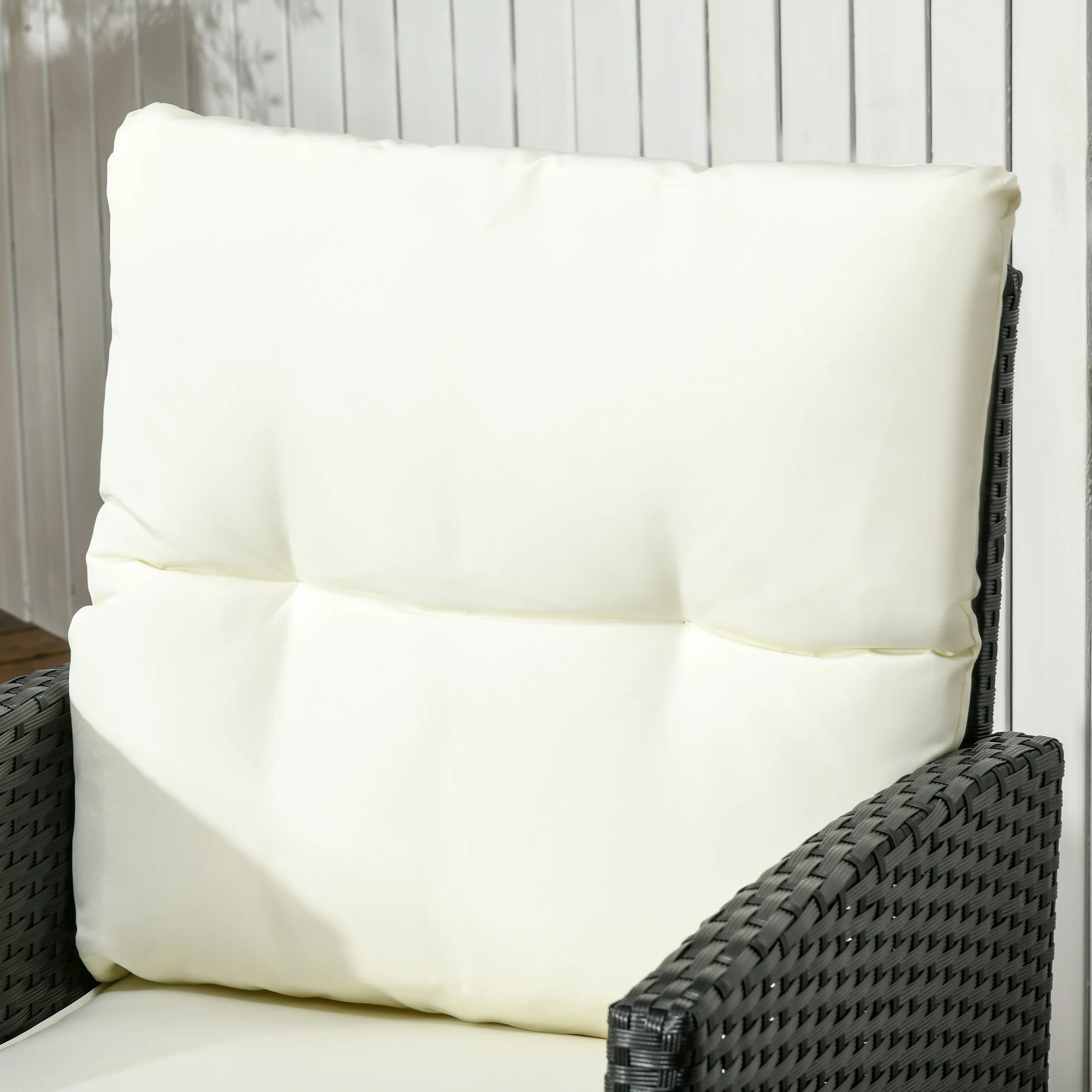 5 Seater Rattan Garden Furniture Set W/ 2 Armchairs, Sofa, Footstools & Glass Table, White - Image 10