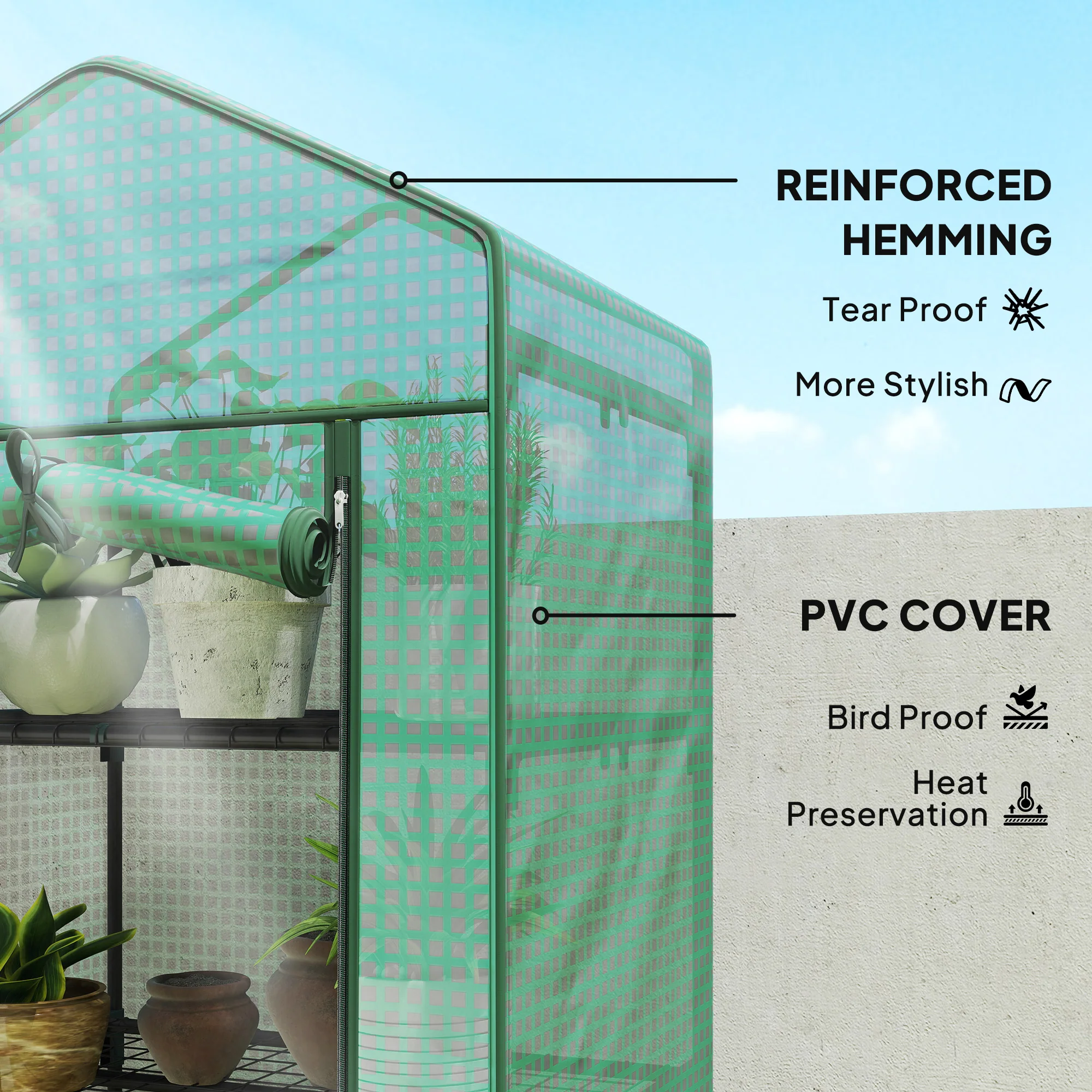 5 Tier Mini Greenhouse with Shelf Clips, 27.25" x 19.25" x 76", Green - Image 6