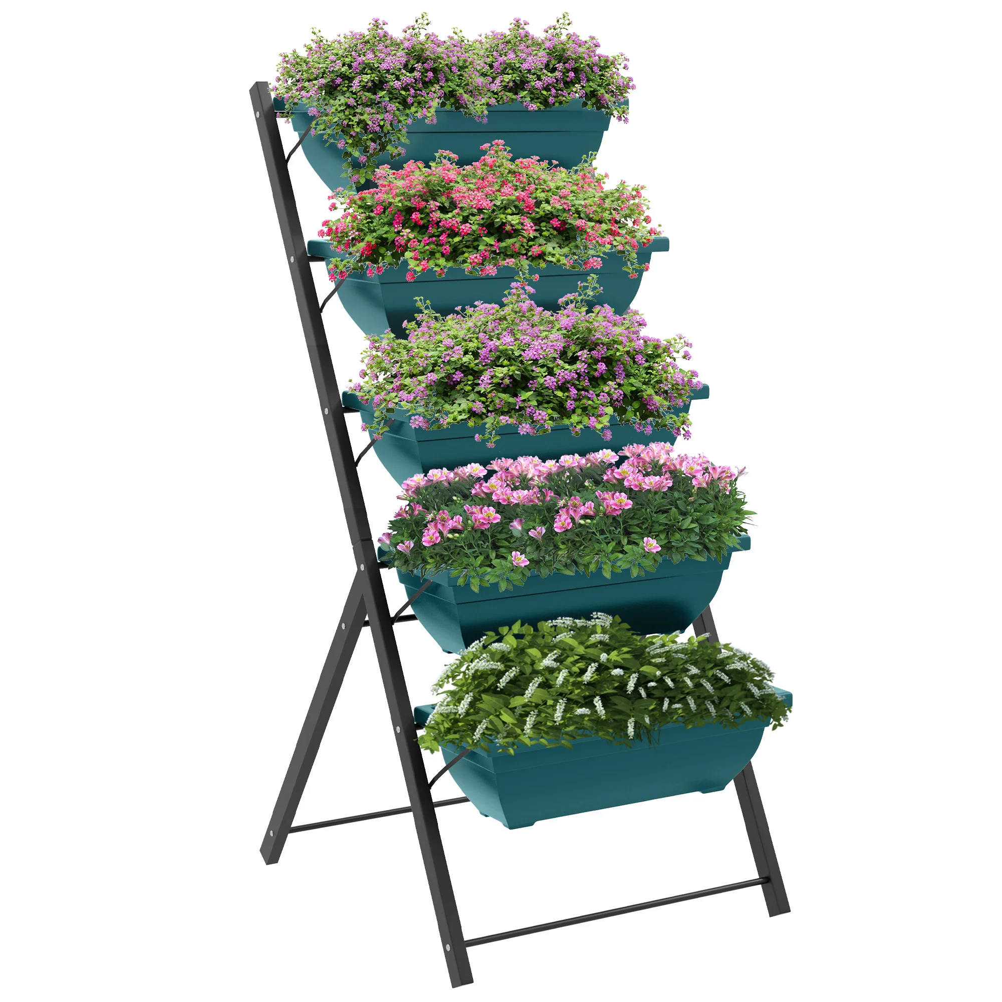 5-Tier Raised Garden Bed with 5 Planter Boxes, Green