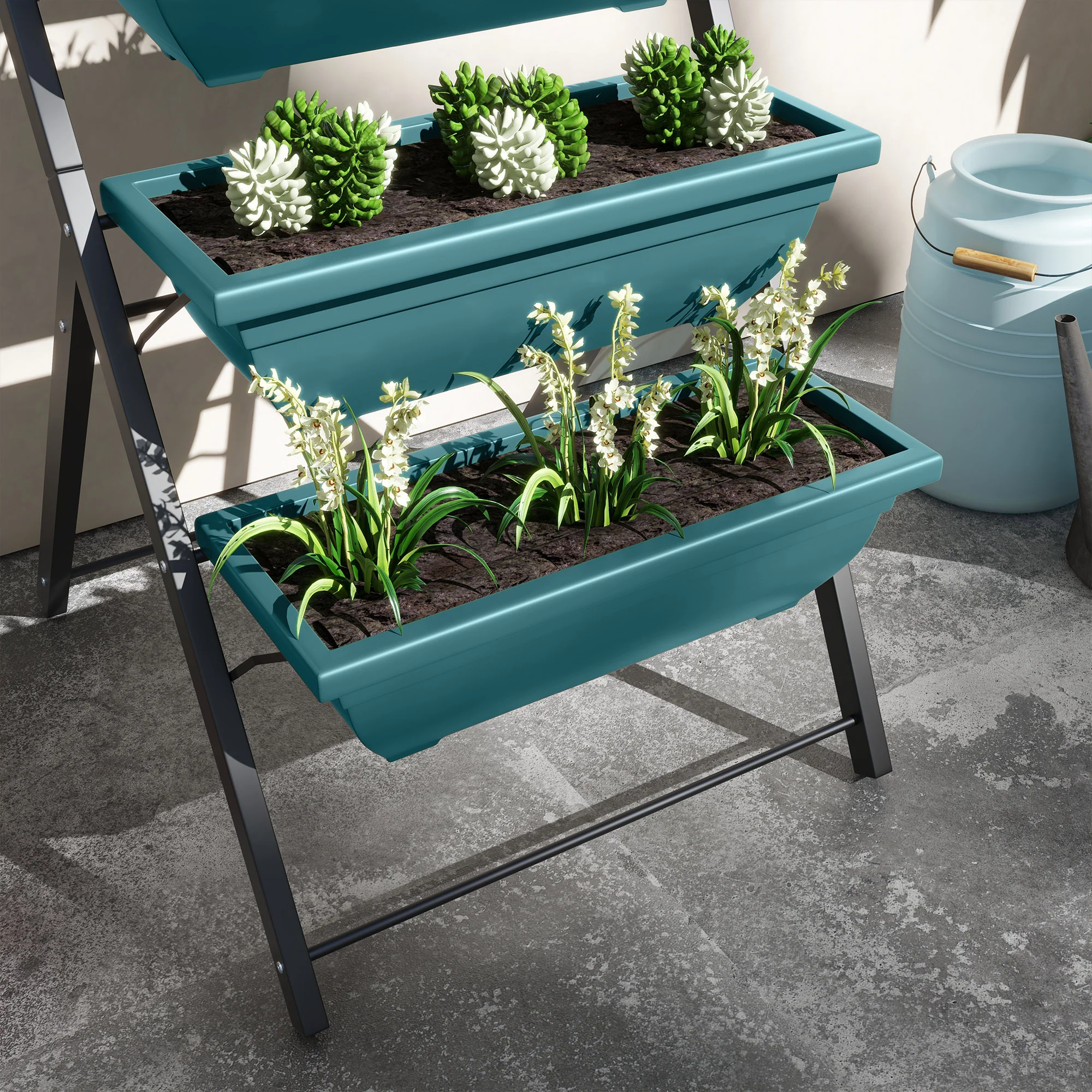 5-Tier Raised Garden Bed with 5 Planter Boxes, Green - Image 10