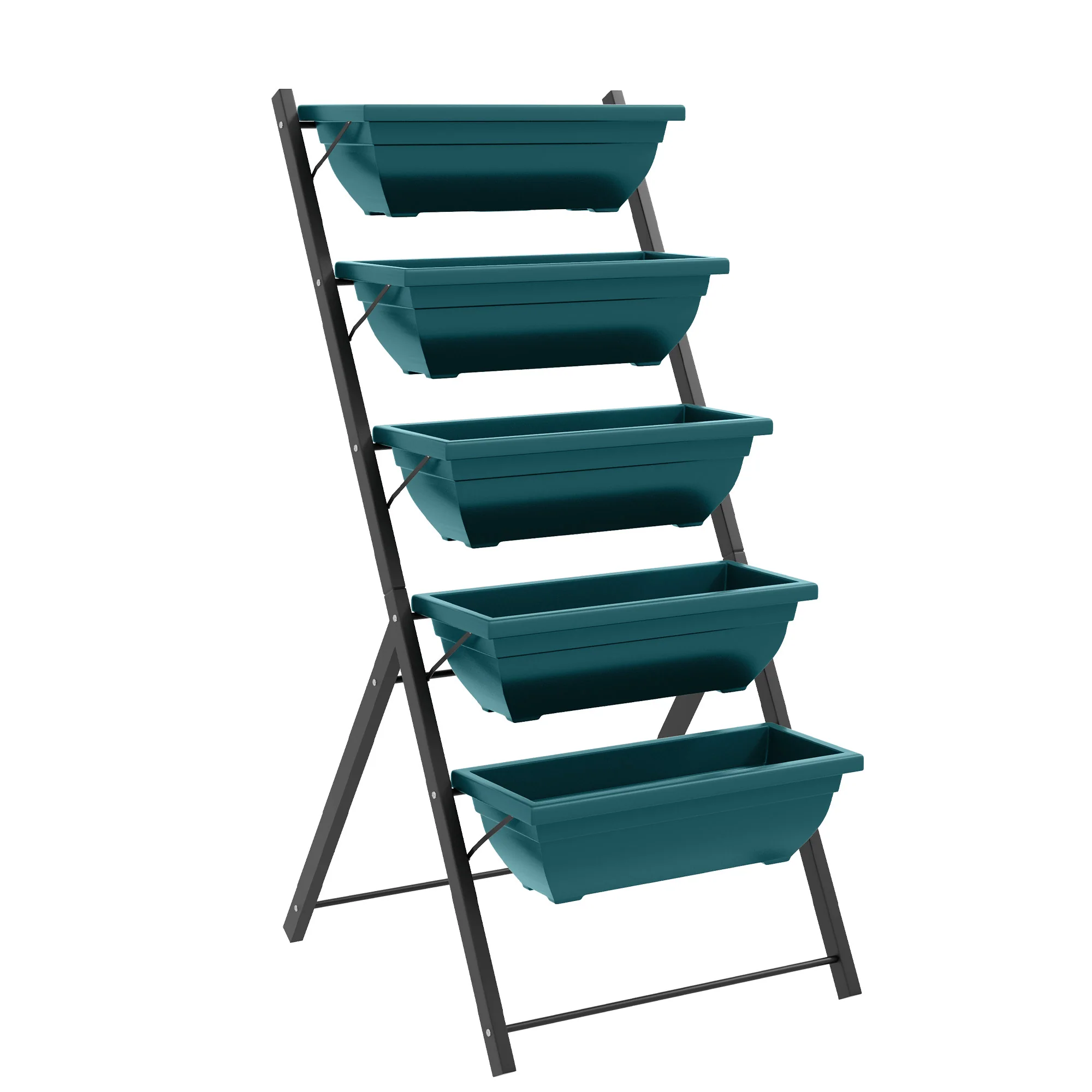 5-Tier Raised Garden Bed with 5 Planter Boxes, Green - Image 2
