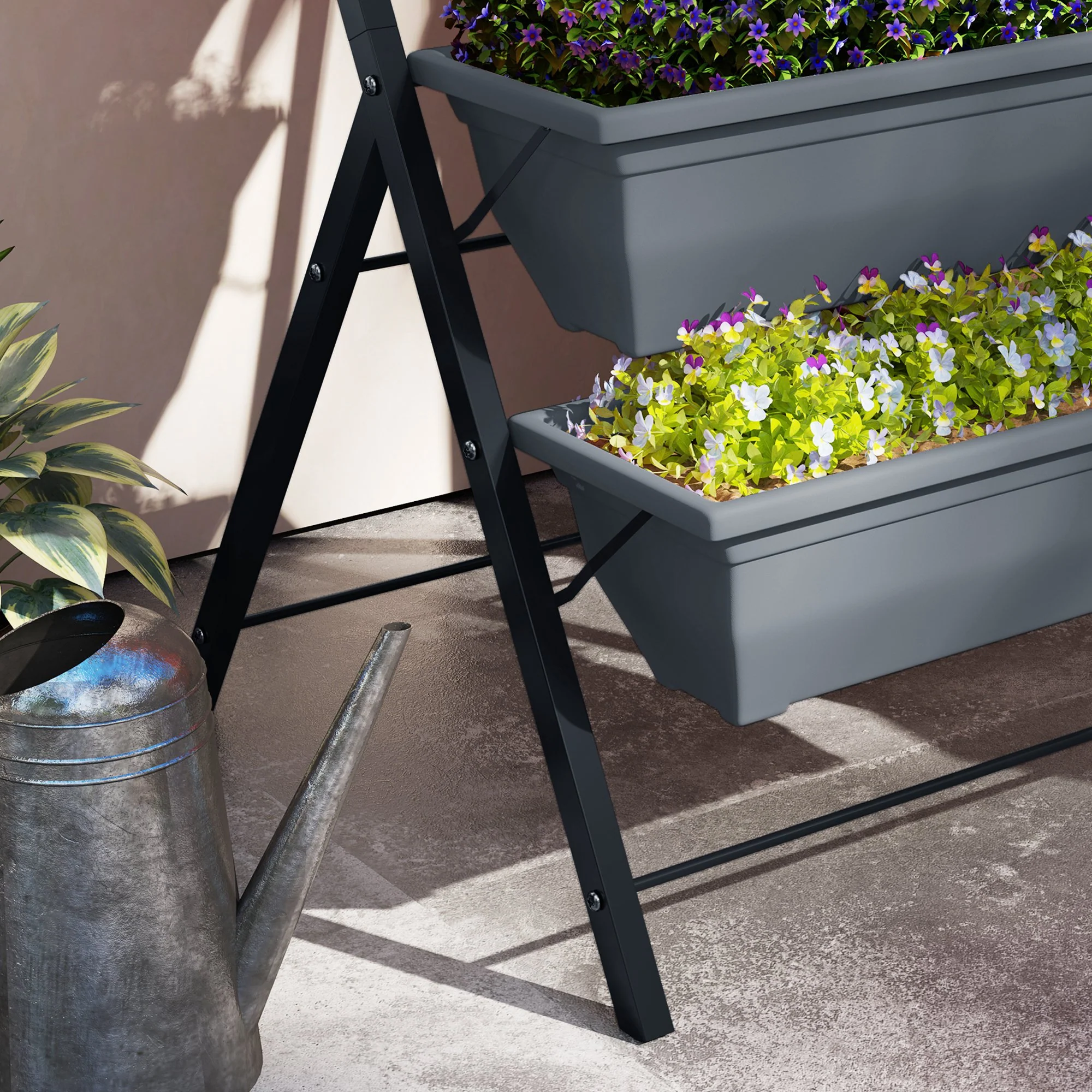 5-Tier Raised Garden Bed with 5 Planter Boxes, Grey - Image 11
