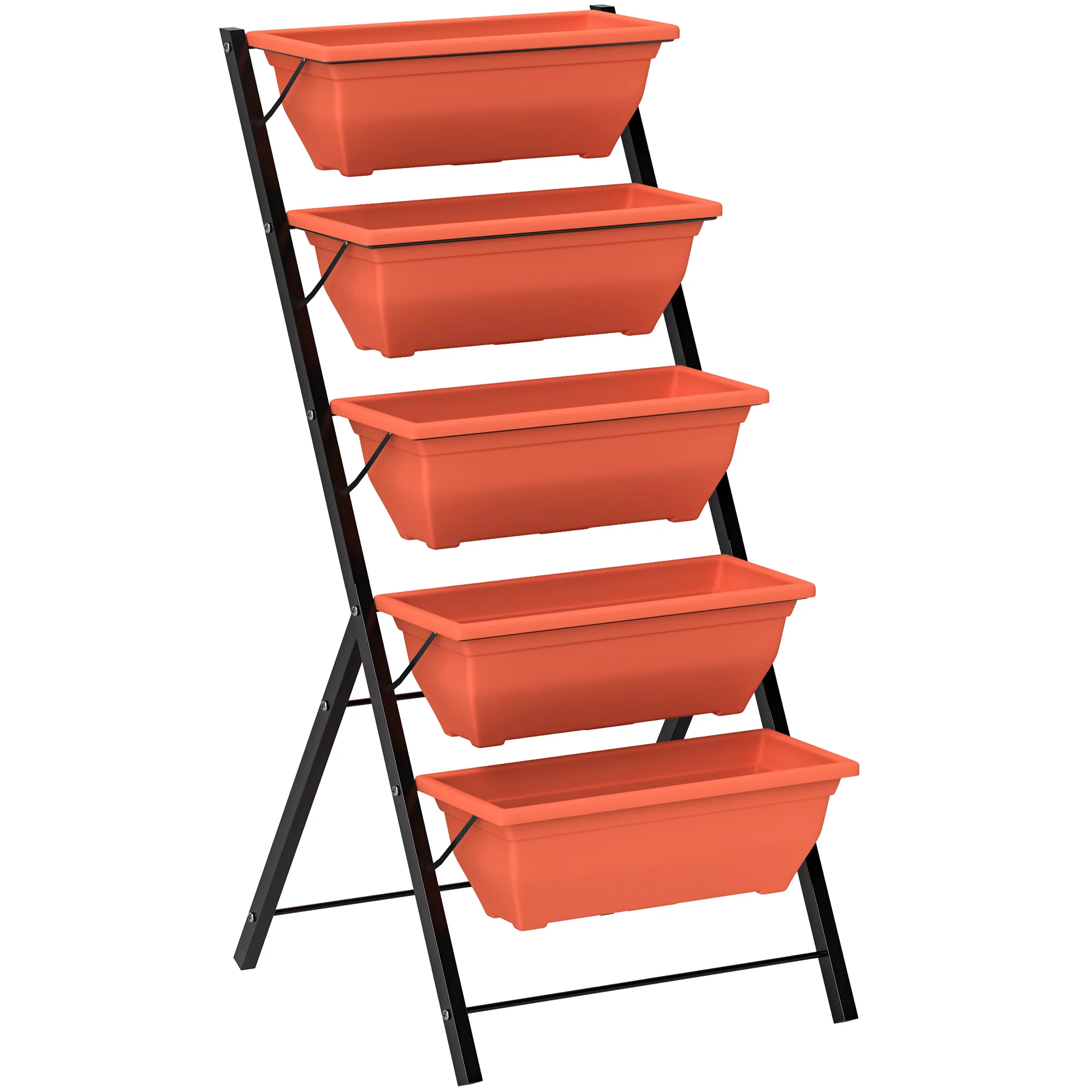 5-Tier Raised Garden Bed with 5 Planter Boxes, Red - Image 12