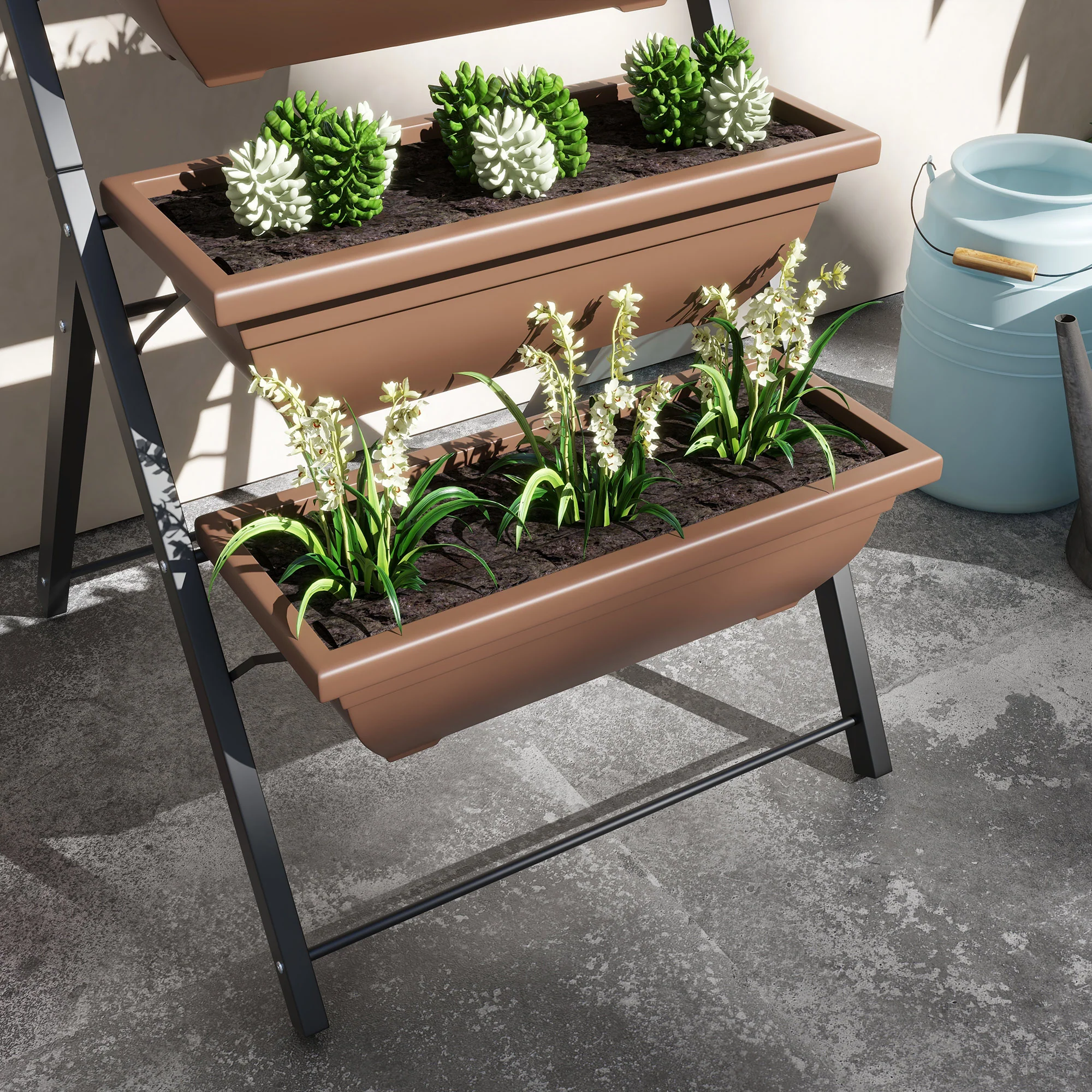 5-Tier Raised Garden Bed with 5 Planter Boxes, Brown - Image 10