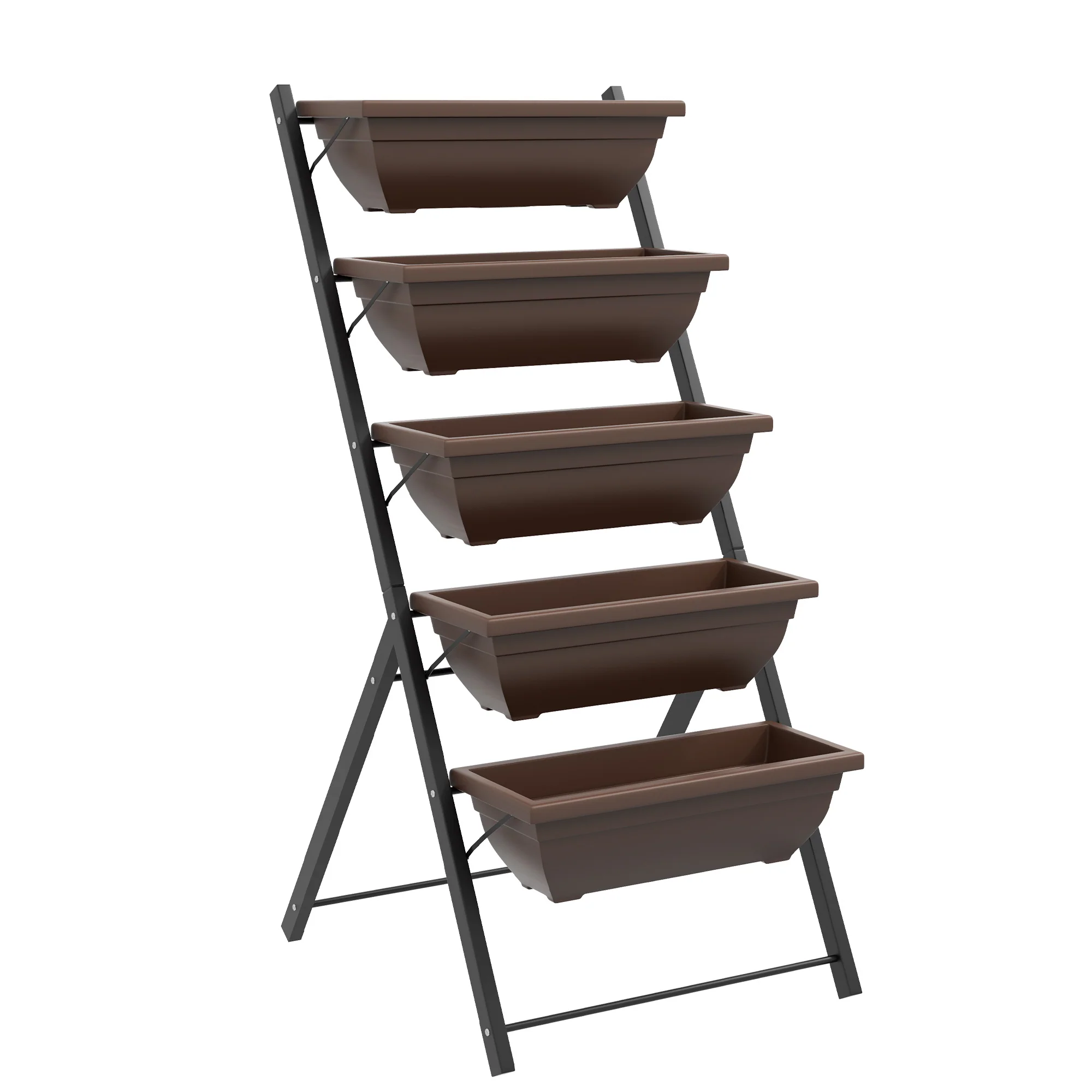5-Tier Raised Garden Bed with 5 Planter Boxes, Brown - Image 12