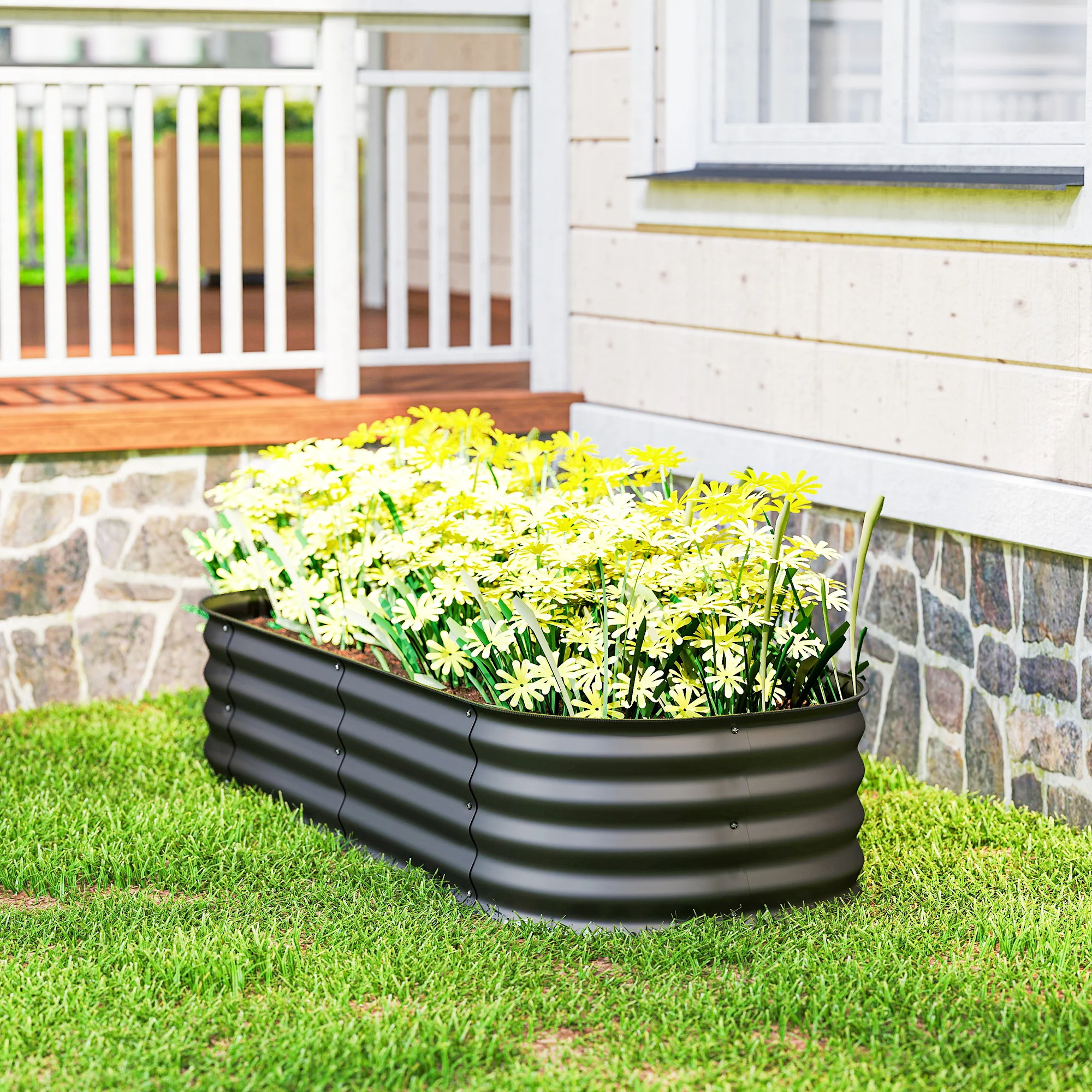 5' x 2' x 1' Galvanized Raised Garden Bed Kit, Dark Gray - Image 10