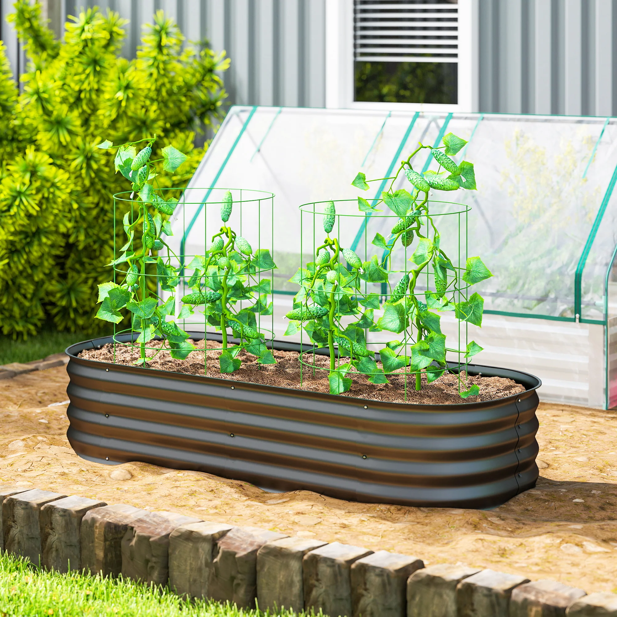 5' x 2' x 1' Galvanized Raised Garden Bed Kit, Dark Gray - Image 3