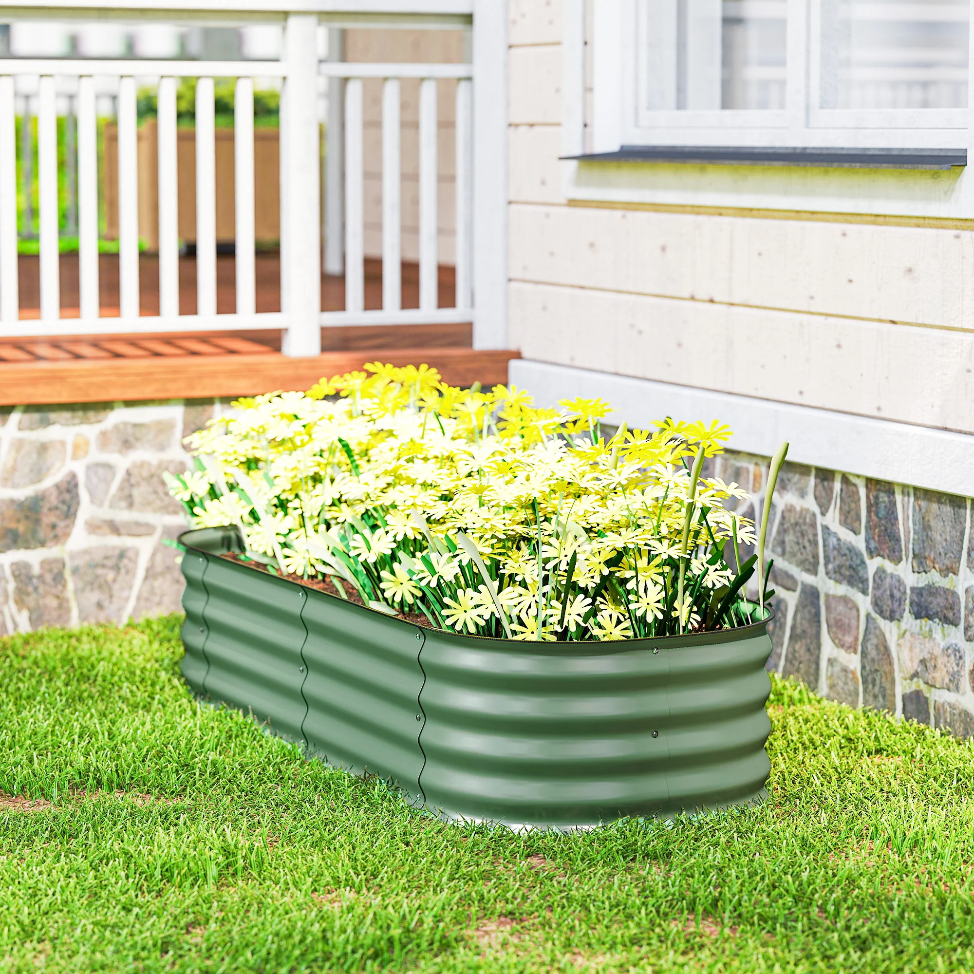 5' x 2' x 1' Galvanized Raised Garden Bed Kit, Green - Image 11
