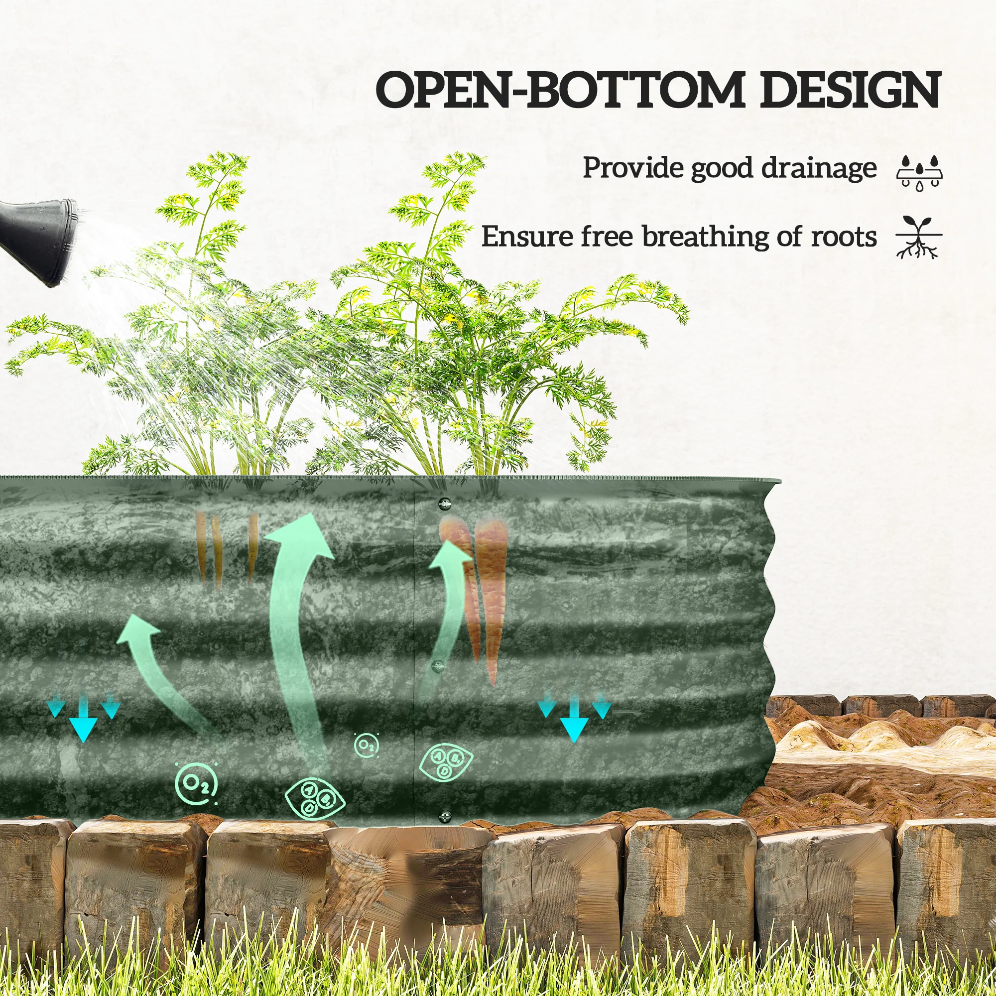5' x 2' x 1' Galvanized Raised Garden Bed Kit, Green - Image 7