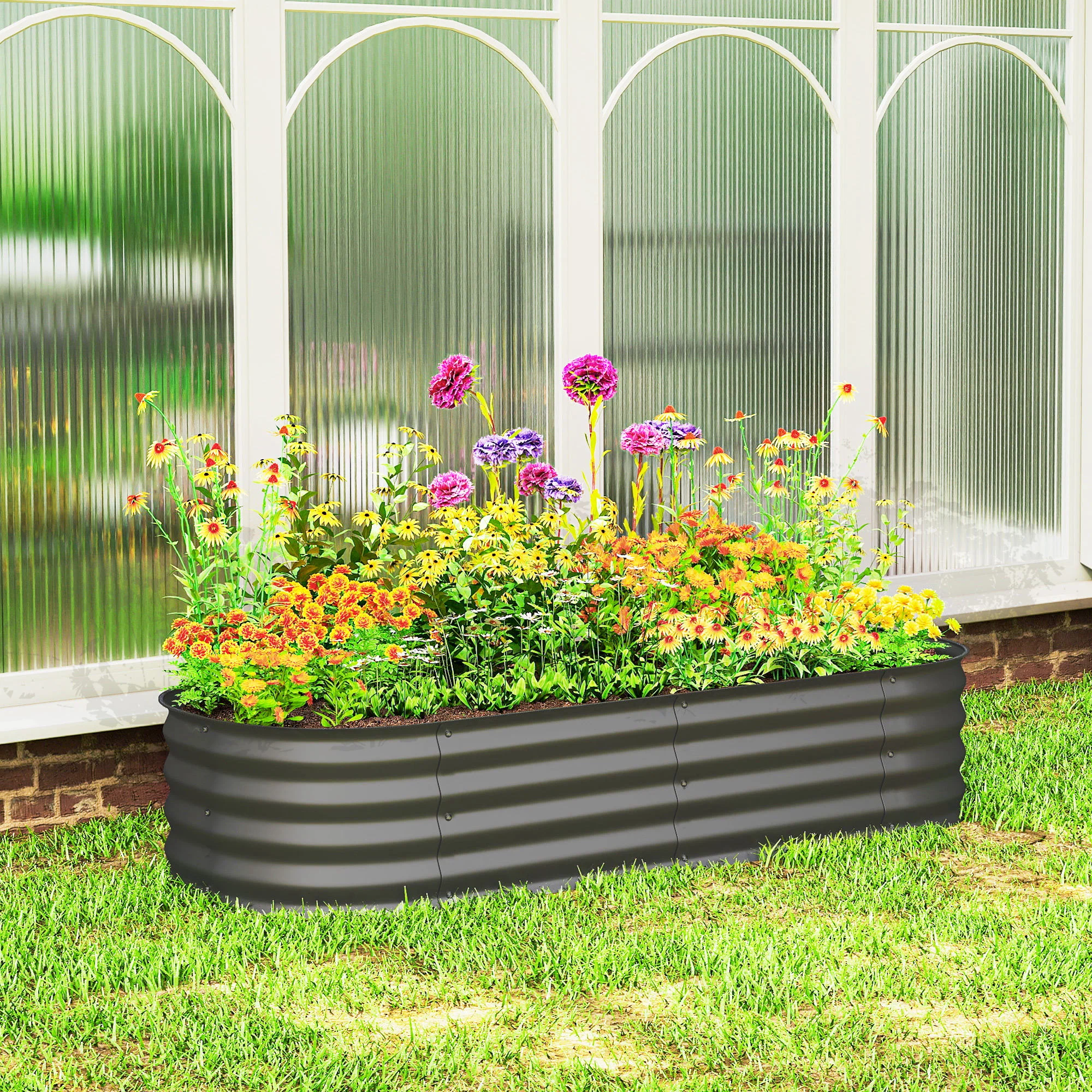 5' x 2' x 1' Galvanized Raised Garden Bed Kit, Dark Gray - Image 4