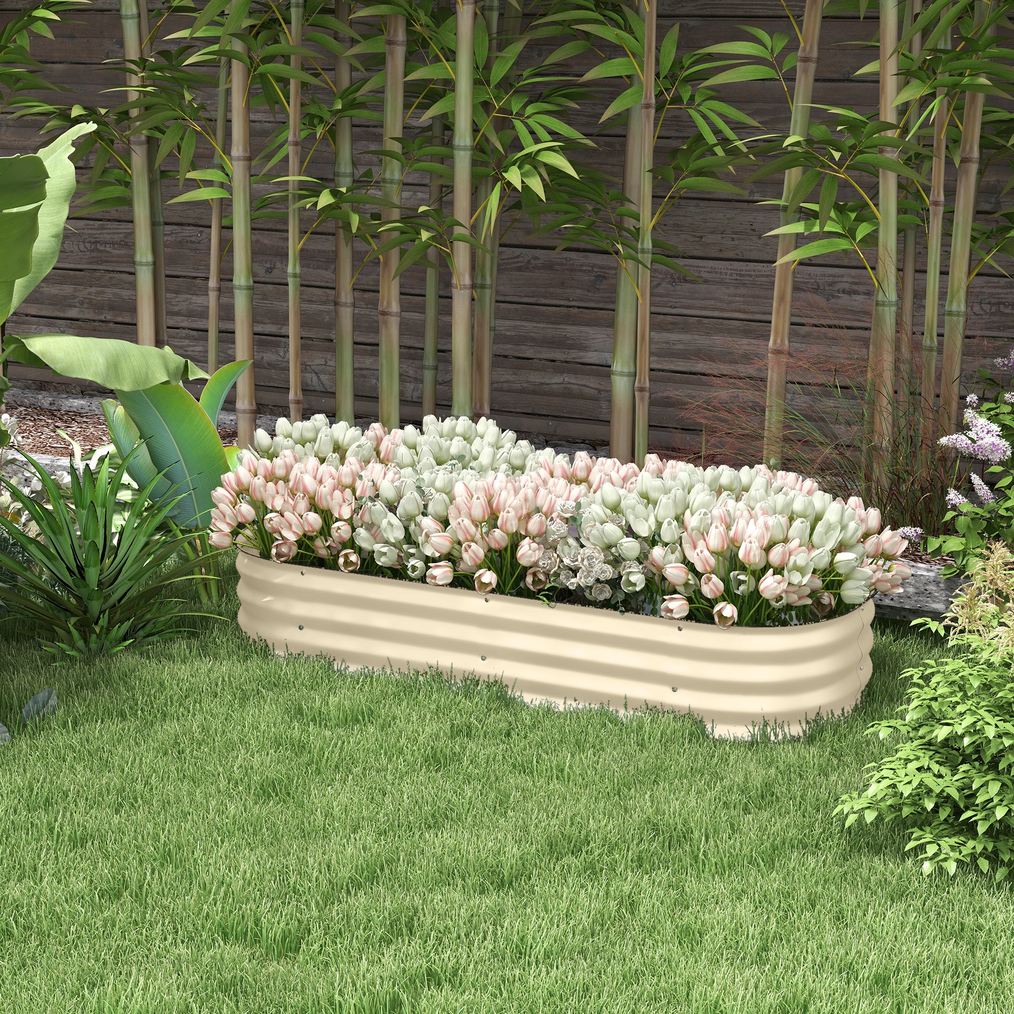 5' x 2' x 1' Galvanized Raised Garden Bed Kit, Cream - Image 3