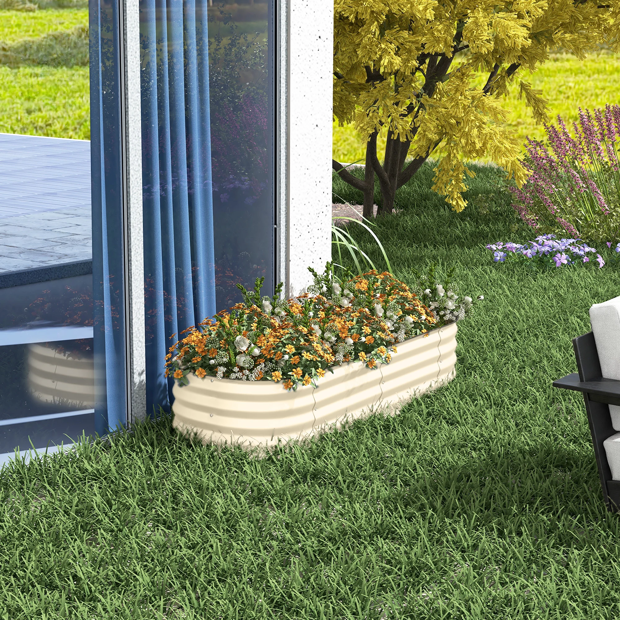 5' x 2' x 1' Galvanized Raised Garden Bed Kit, Cream - Image 4