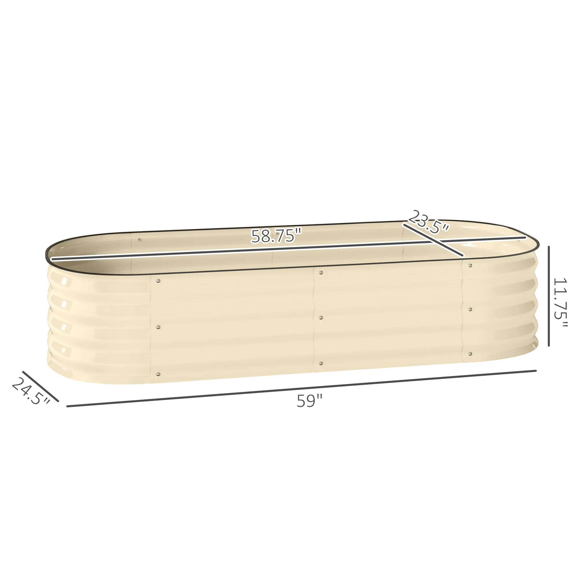 5' x 2' x 1' Galvanized Raised Garden Bed Kit, Cream - Image 5