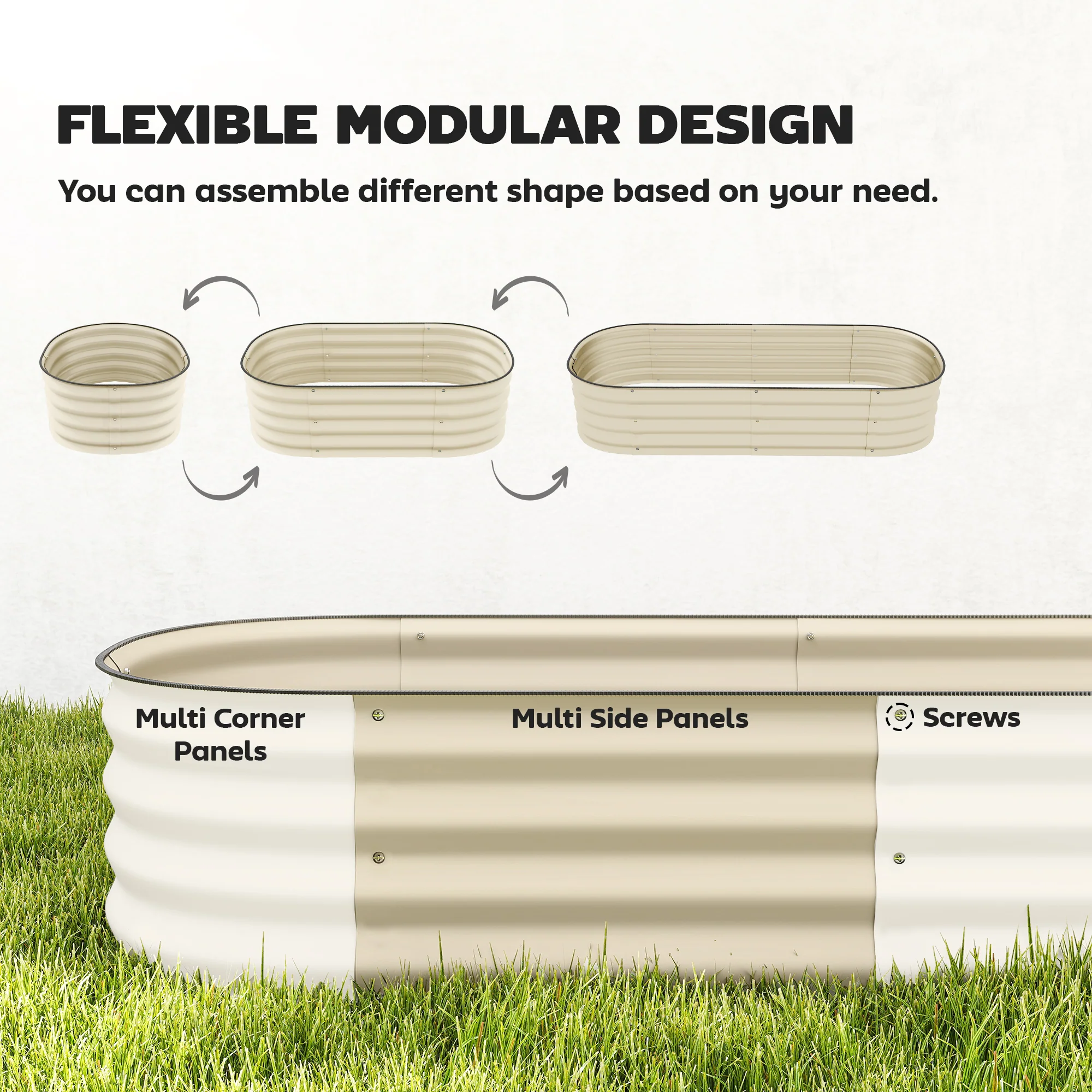 5' x 2' x 1' Galvanized Raised Garden Bed Kit, Cream - Image 6