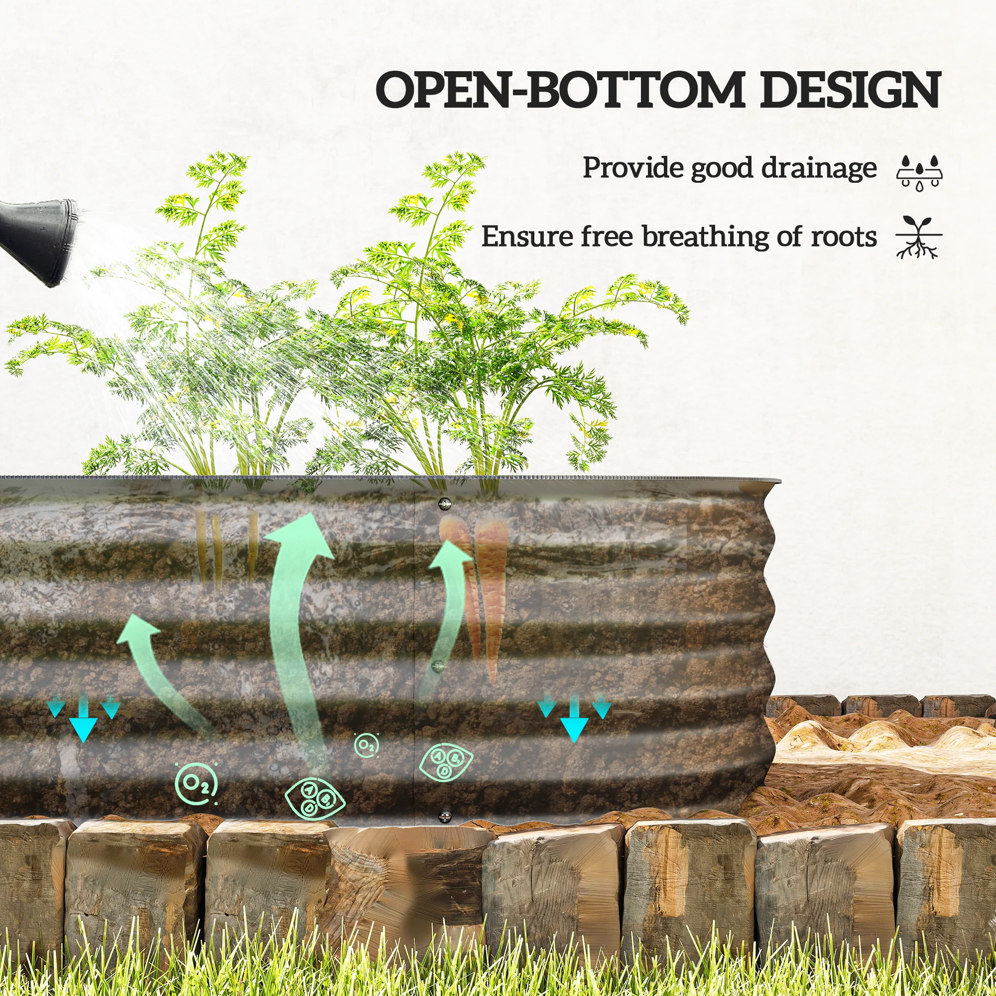 5' x 2' x 1' Galvanized Raised Garden Bed Kit, Dark Gray - Image 7