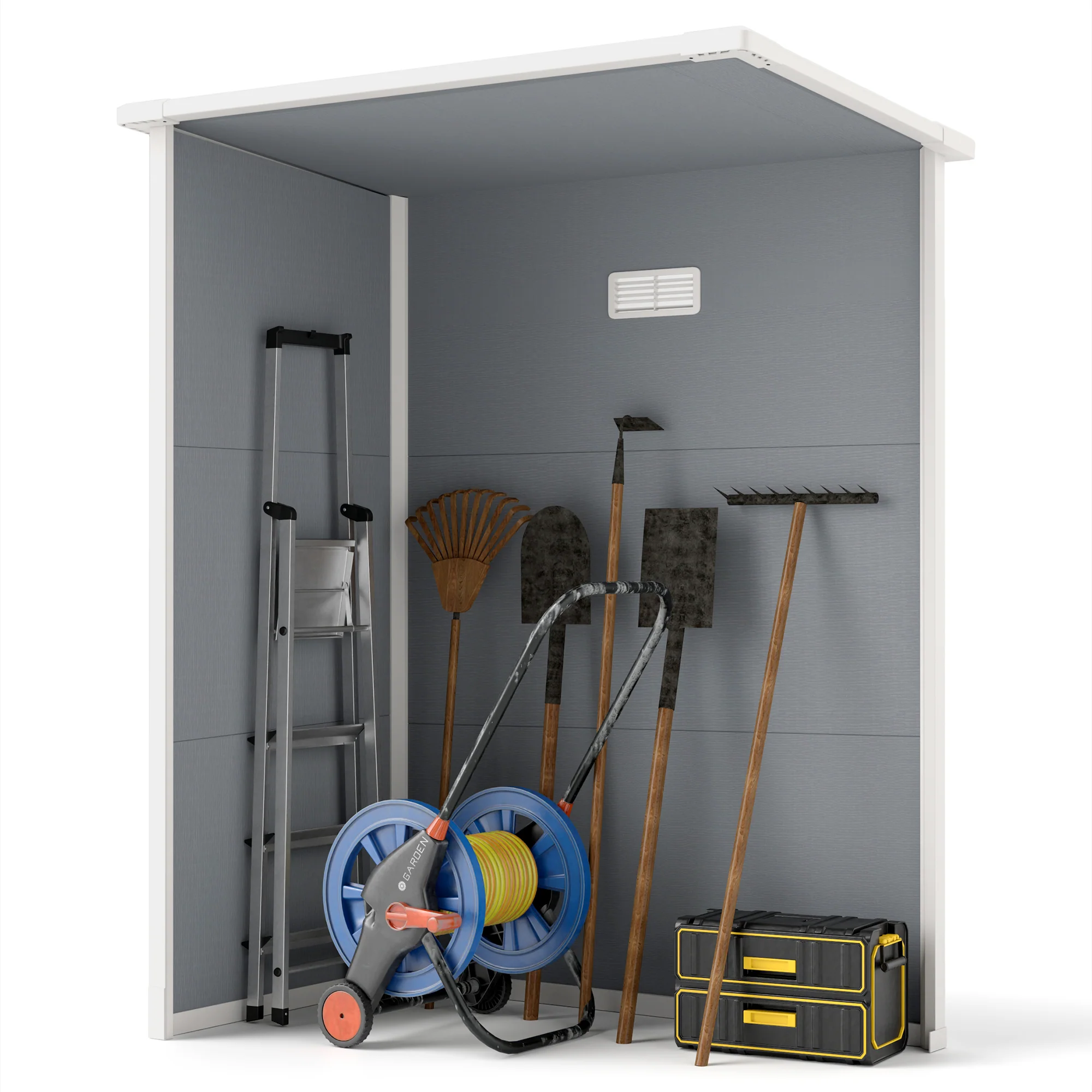 5' x 3' Outdoor Storage Shed with Lockable Door & Window, Waterproof, Grey - Image 10