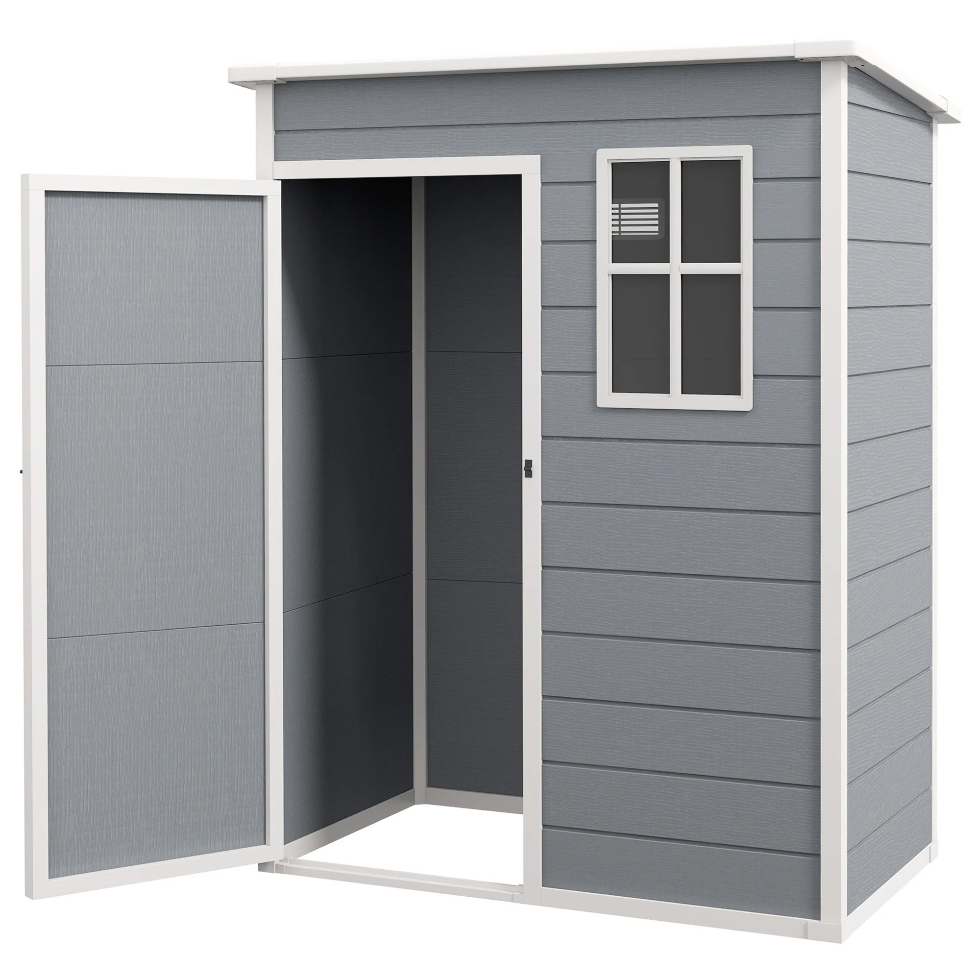 5' x 3' Outdoor Storage Shed with Lockable Door & Window, Waterproof, Grey - Image 2