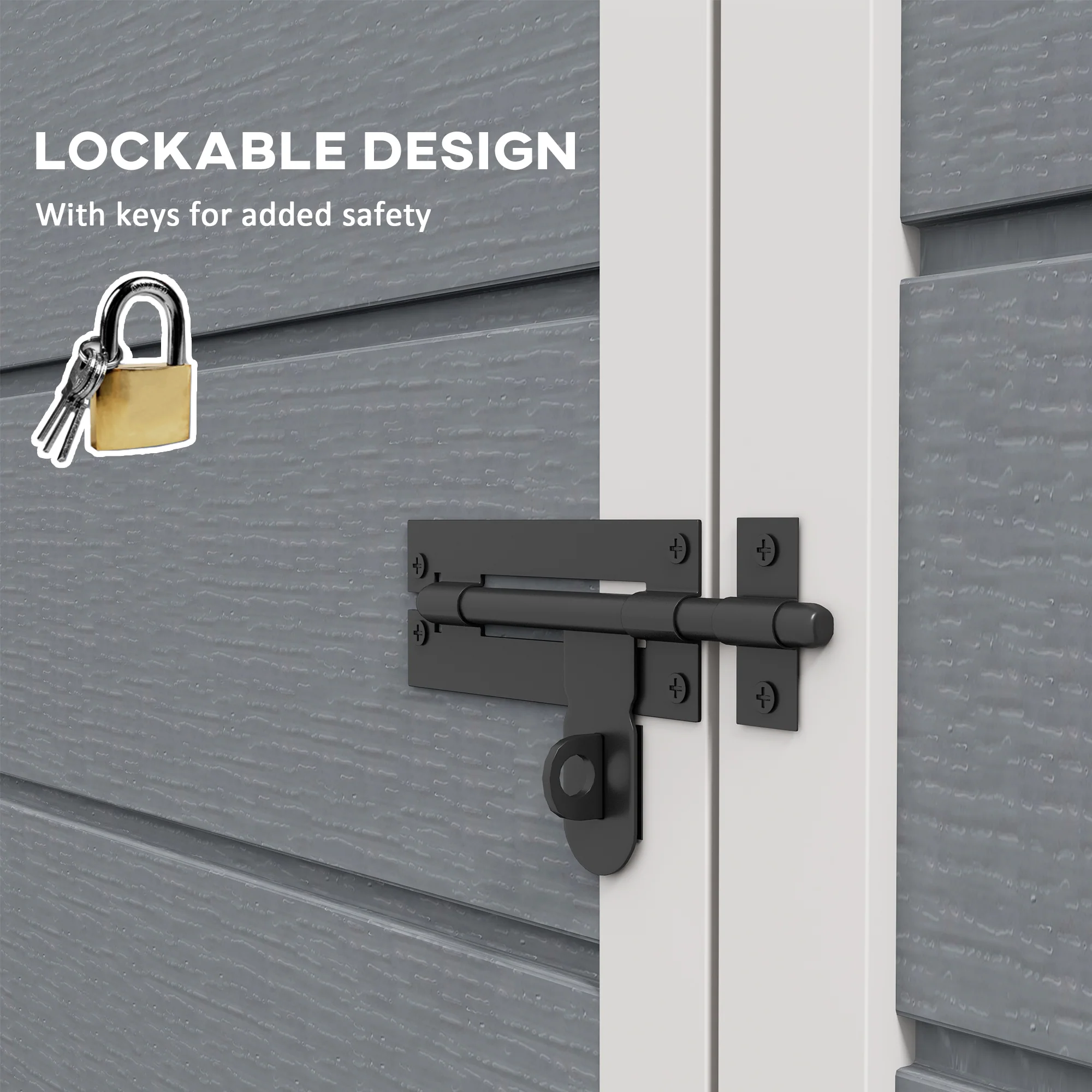 5' x 3' Outdoor Storage Shed with Lockable Door & Window, Waterproof, Grey - Image 9
