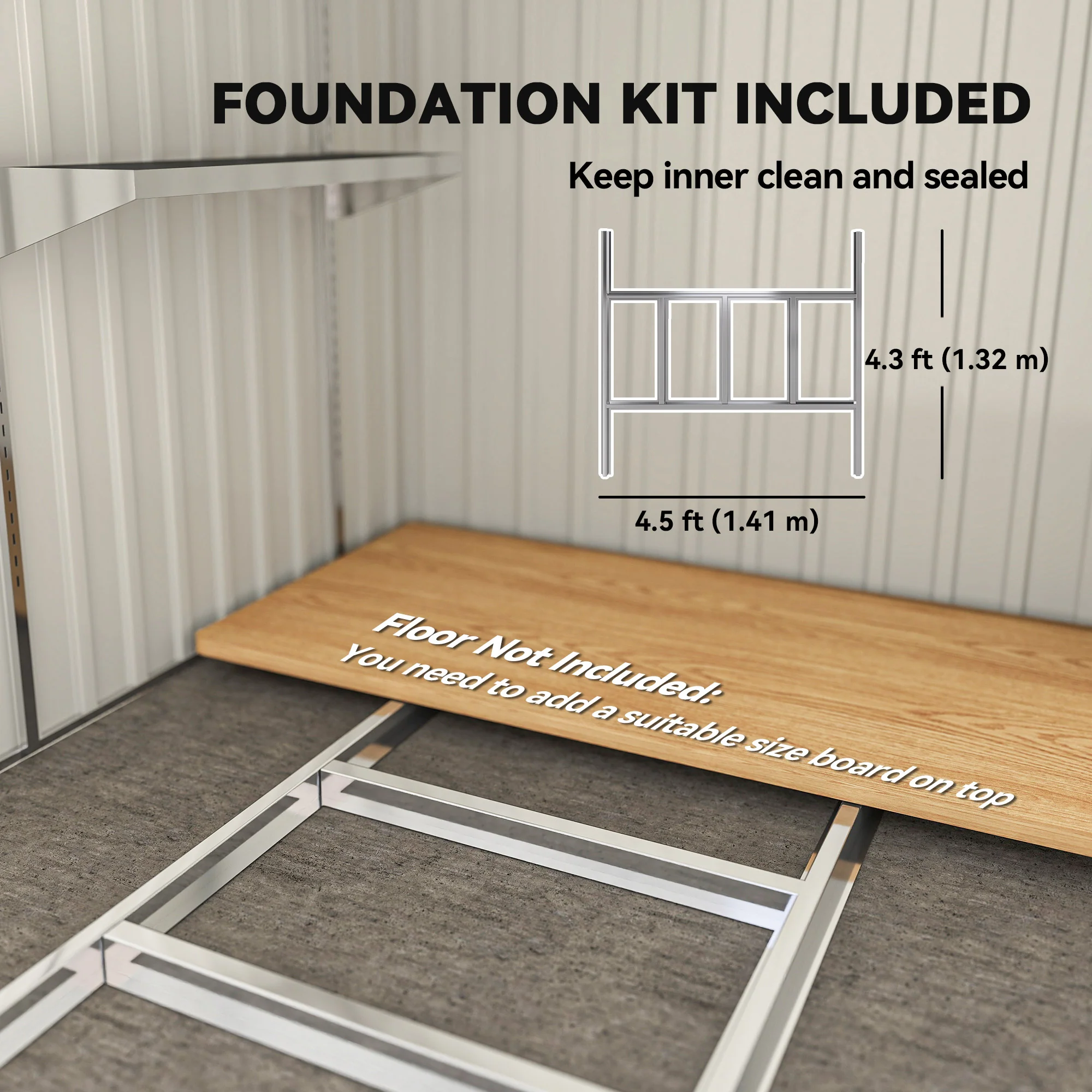 5' x 7' Lean-to Metal Shed with Sliding Door & Shelves, Dark Grey - Image 8