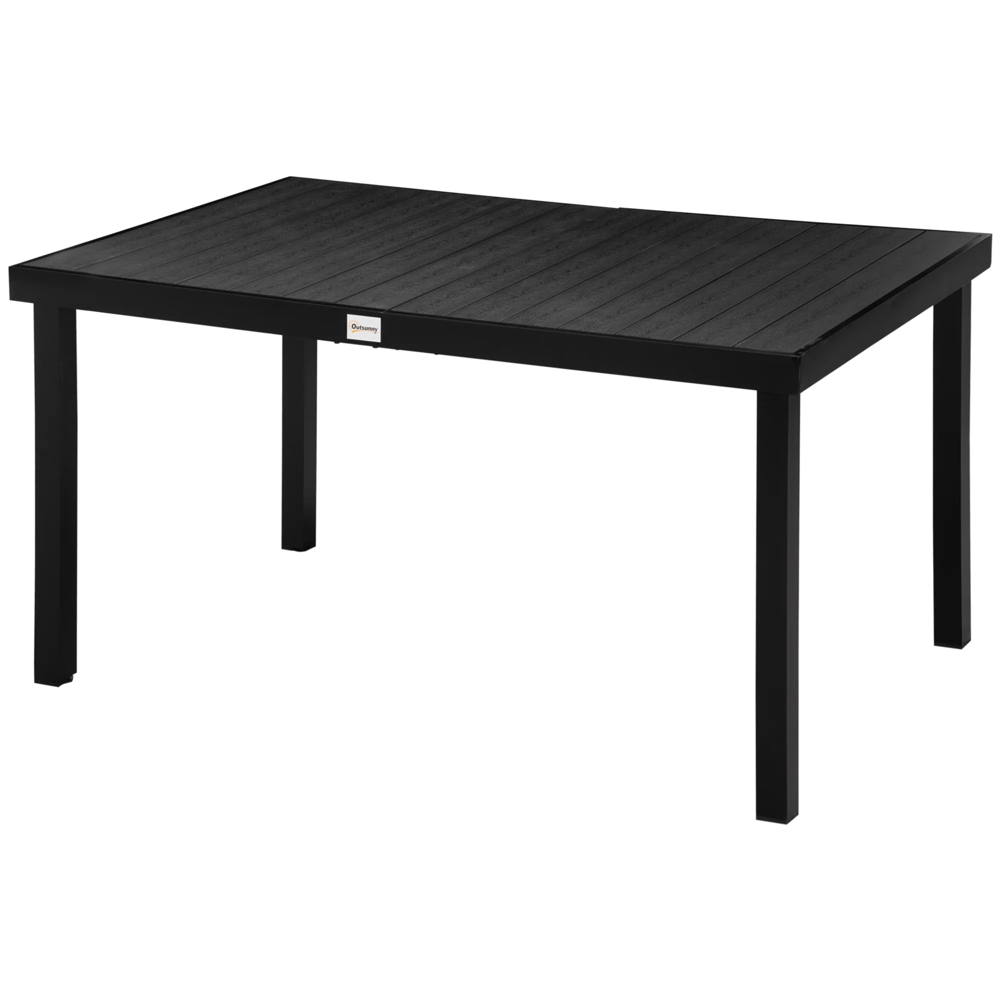 Outdoor Dining Table for 6, Patio Rectangular Table, 55" L x 35.5" W x 29.25" H, Black - Image 2