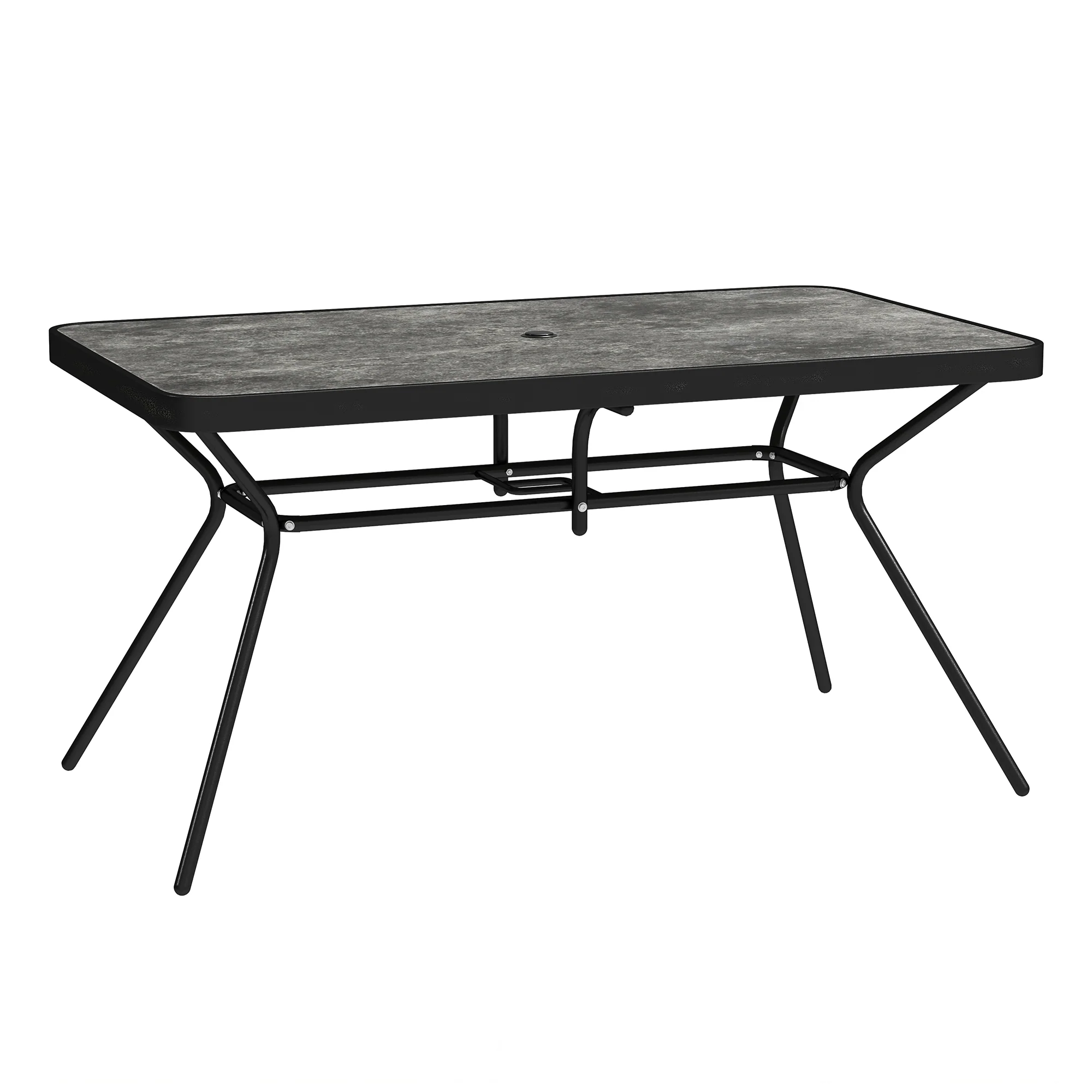 Rectangle Outdoor Dining Table for 6, with 1.7" Umbrella Hole & Easy Clean Tabletop, Grey - Image 12