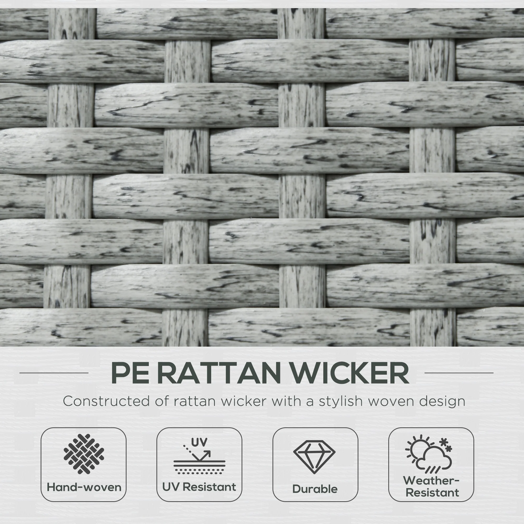 5-Pc Rattan Lounger with 5-Level Reclining Chaise, Stools & Storage Table, Khaki - Image 6