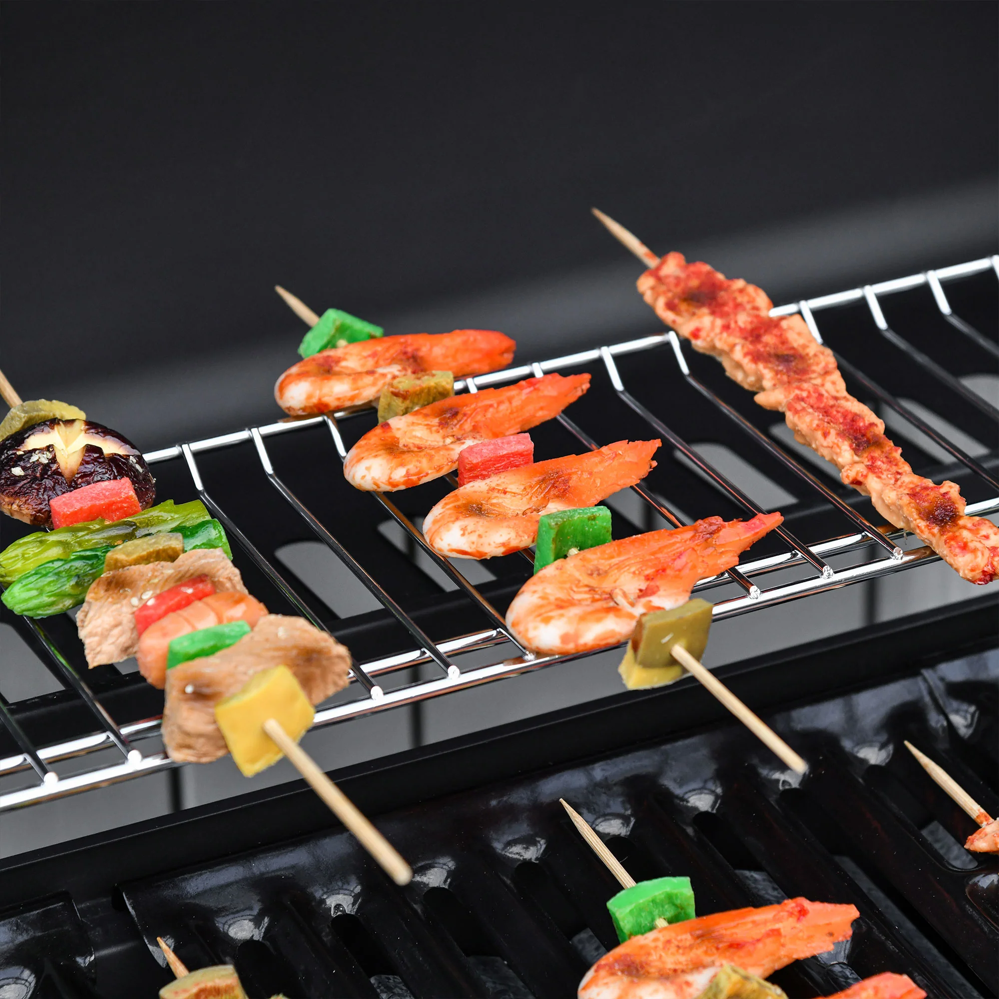 6+1 Burner Gas BBQ Grill with Thermometer & Storage Cabinet, 135 x 51.5 x 100cm, Black - Image 10