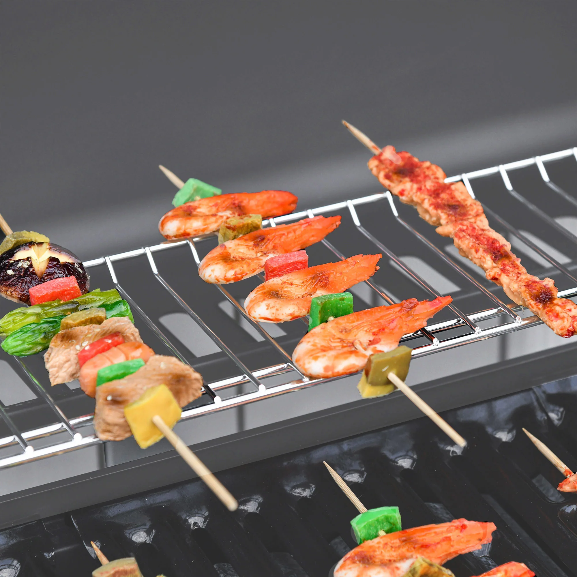 6+1 Burner Gas BBQ Gril with Side Burner, Warming Rack & Thermometer, 135 x 51.5 x 100cm, Grey - Image 10