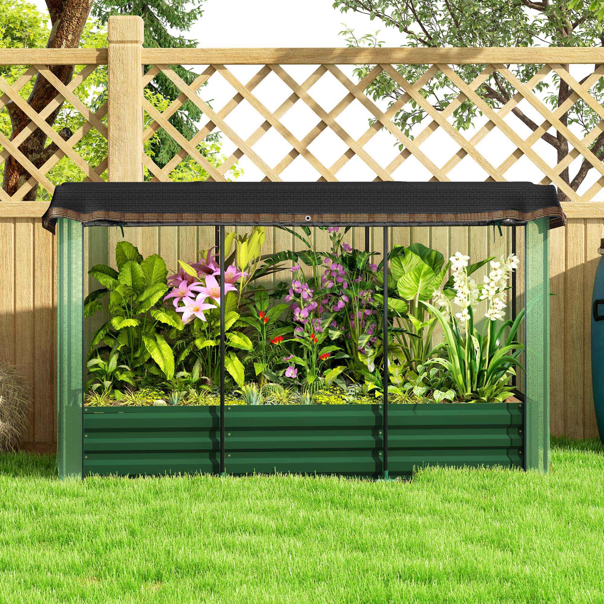 6.1' x 2.1' Galvanized Raised Garden Bed with Cover, Crop Cage with Shade Cloth, Green - Image 11