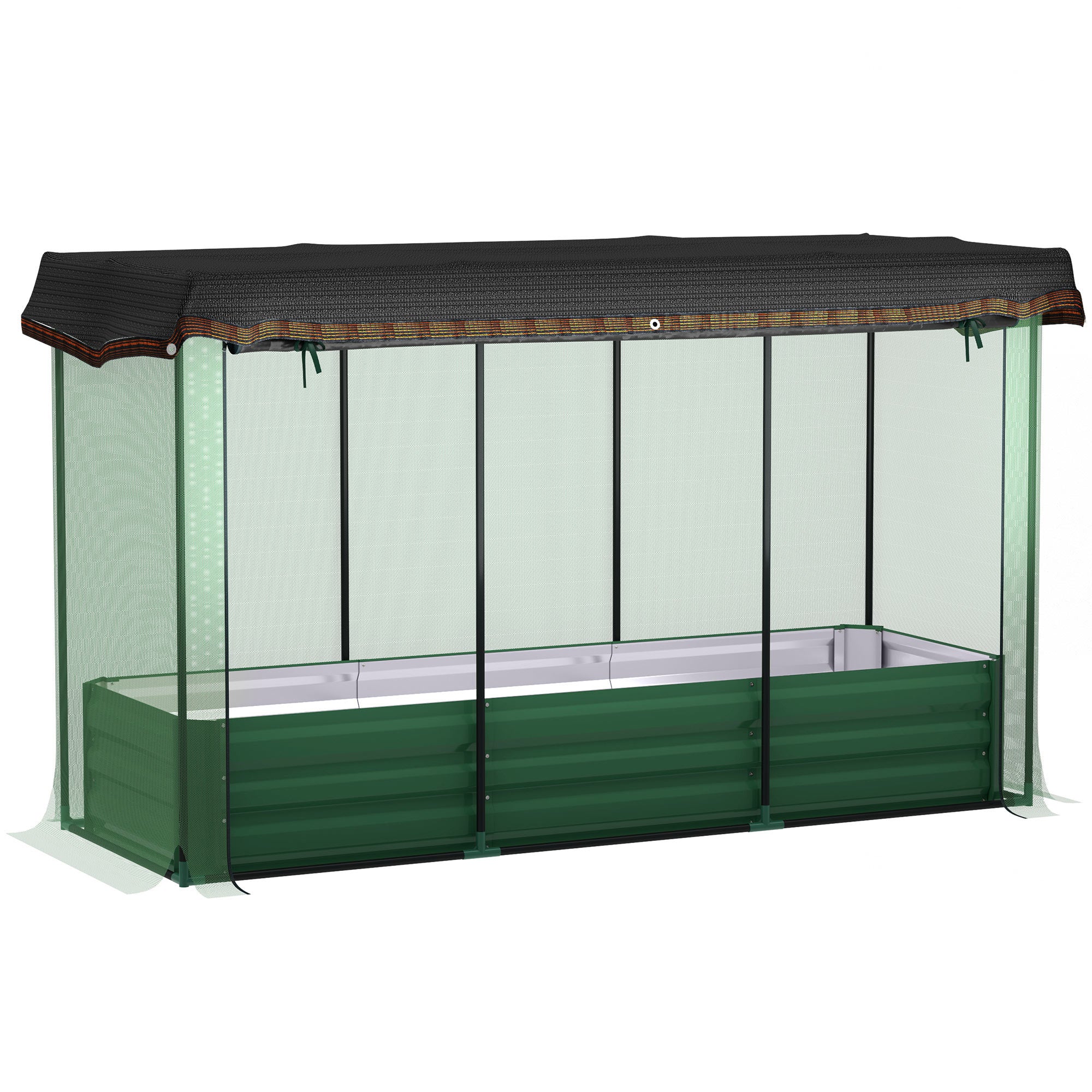 6.1' x 2.1' Galvanized Raised Garden Bed with Cover, Crop Cage with Shade Cloth, Green - Image 12