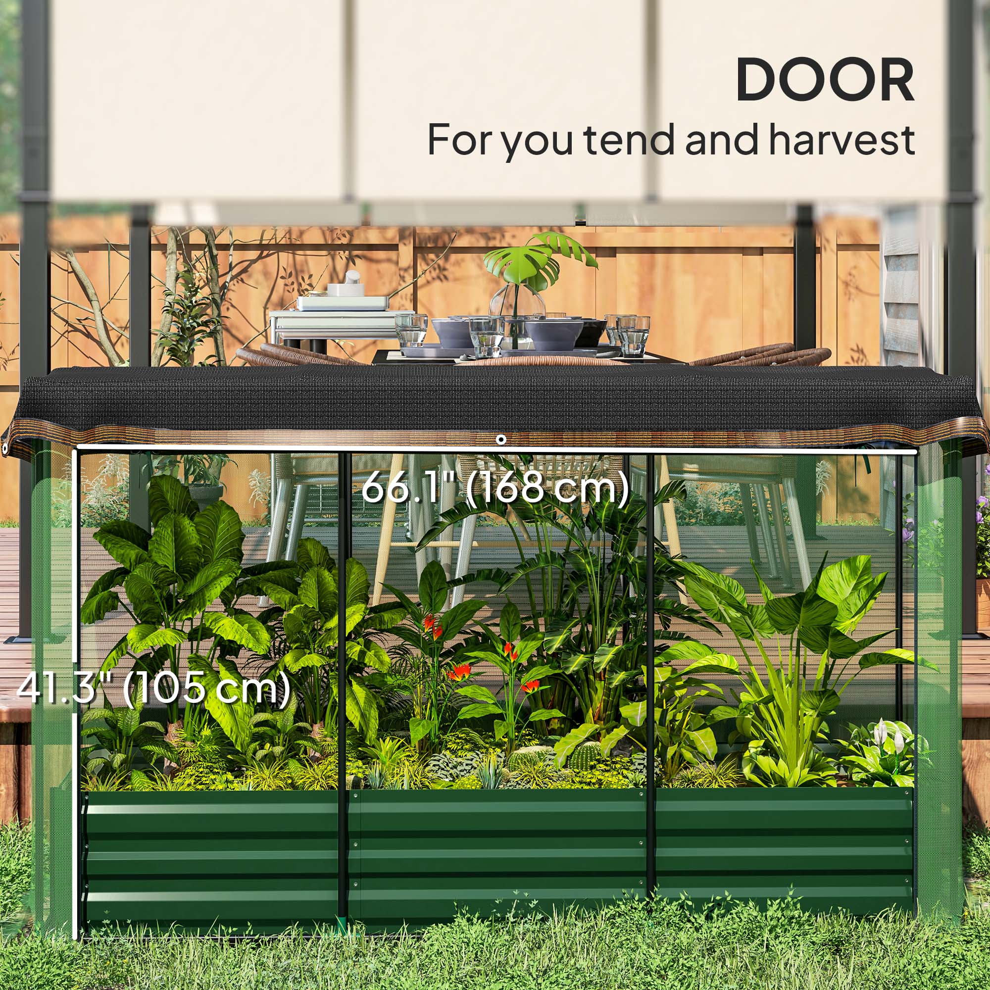 6.1' x 2.1' Galvanized Raised Garden Bed with Cover, Crop Cage with Shade Cloth, Green - Image 8