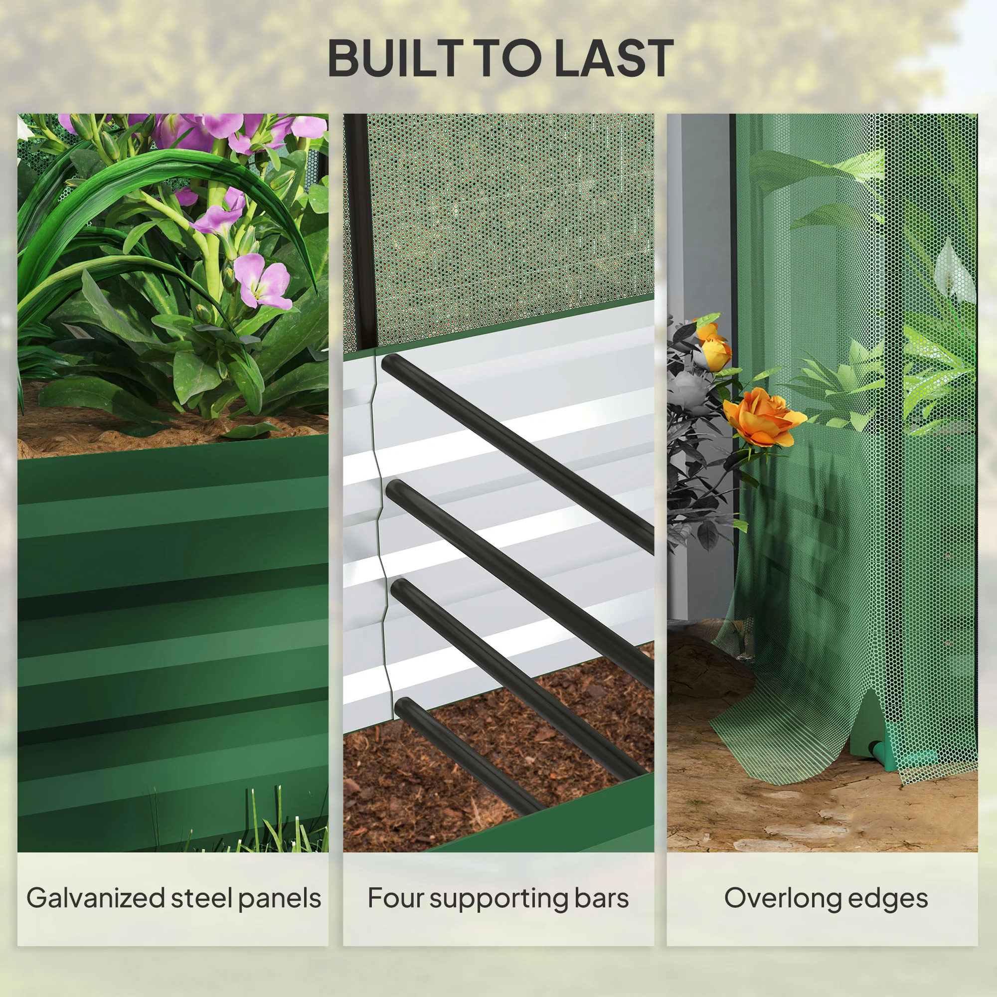6.1' x 2.1' Galvanized Raised Garden Bed with Cover, Crop Cage with Shade Cloth, Green - Image 9