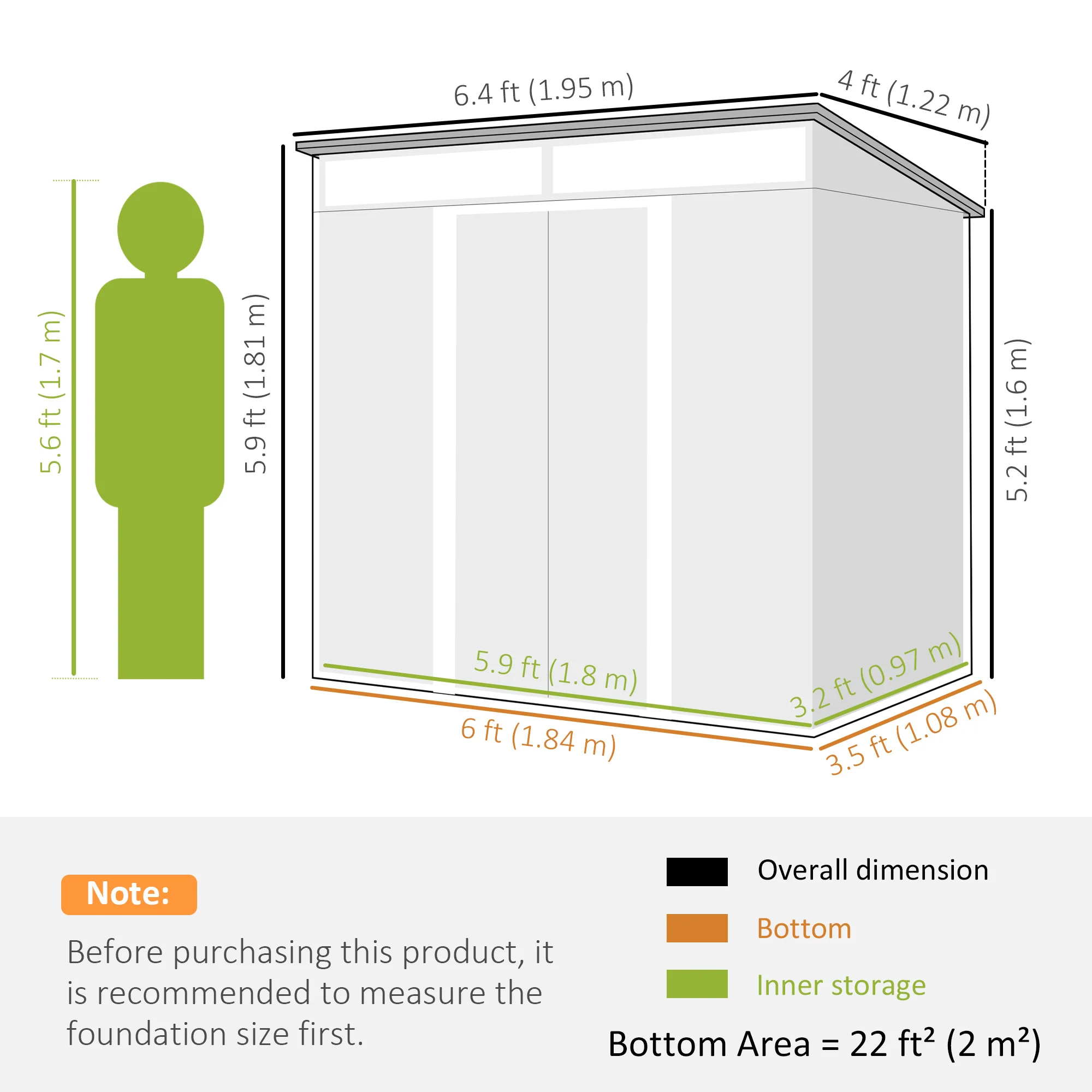 6.5' x 4' Metal Storage Shed with Foundation Kit, Sliding Doors & Vents, Grey - Image 5