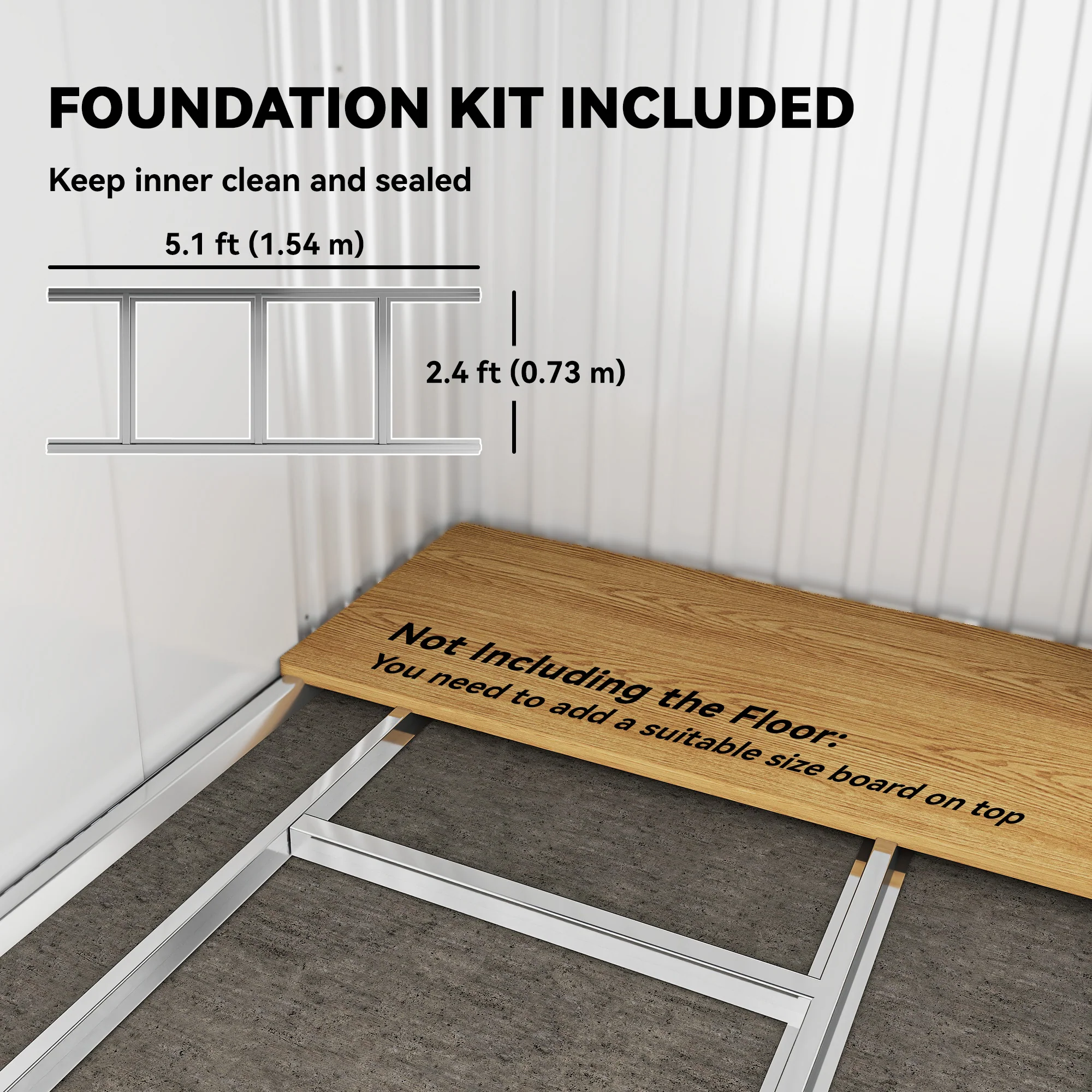 6.5' x 4' Metal Storage Shed with Foundation Kit, Sliding Doors & Vents, Grey - Image 7
