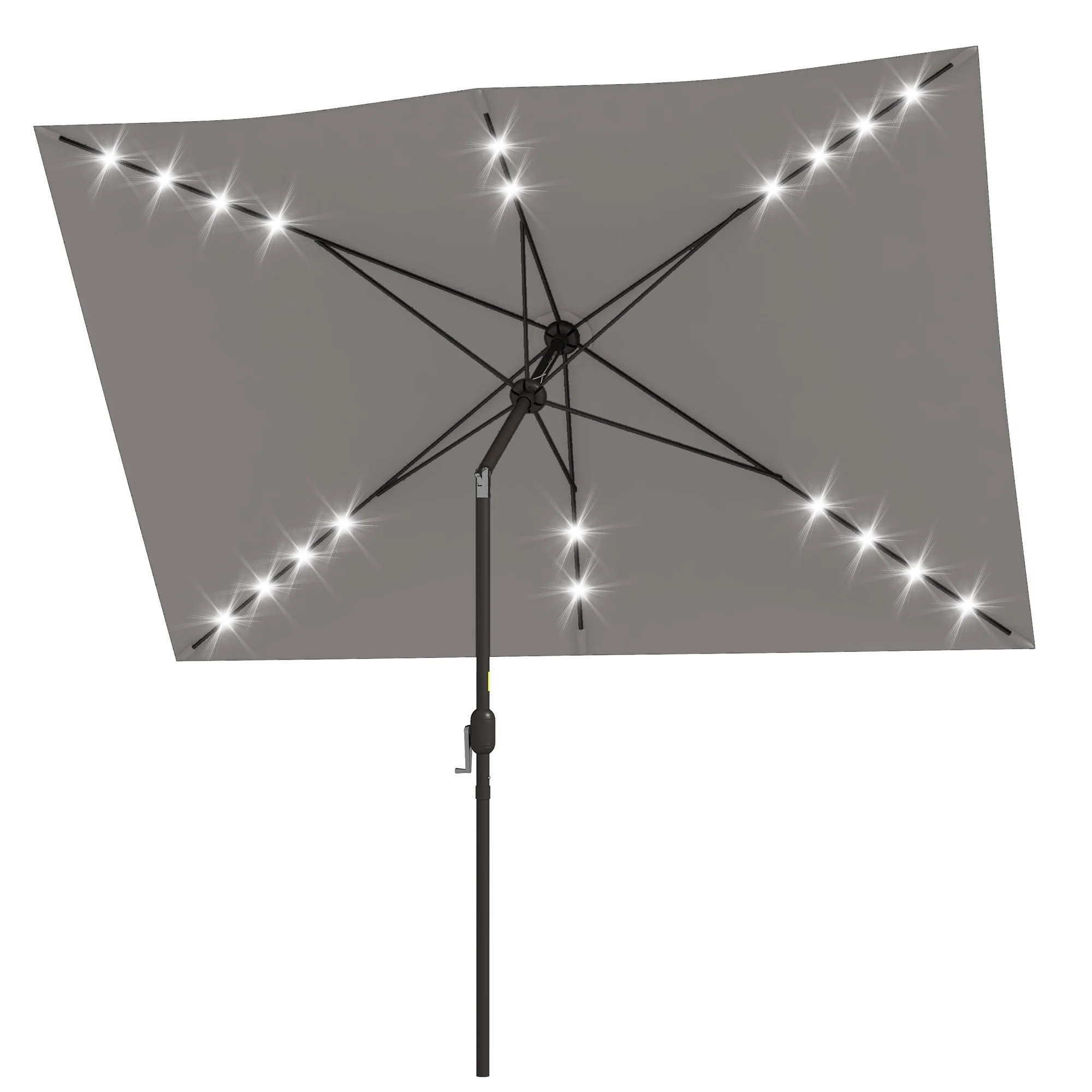 6.5' x 10' Solar Rectangle Market Umbrella with LEDs, Light Grey