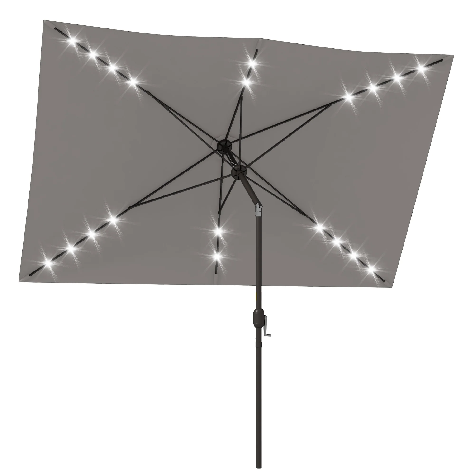 6.5' x 10' Solar Rectangle Market Umbrella with LEDs, Light Grey - Image 2