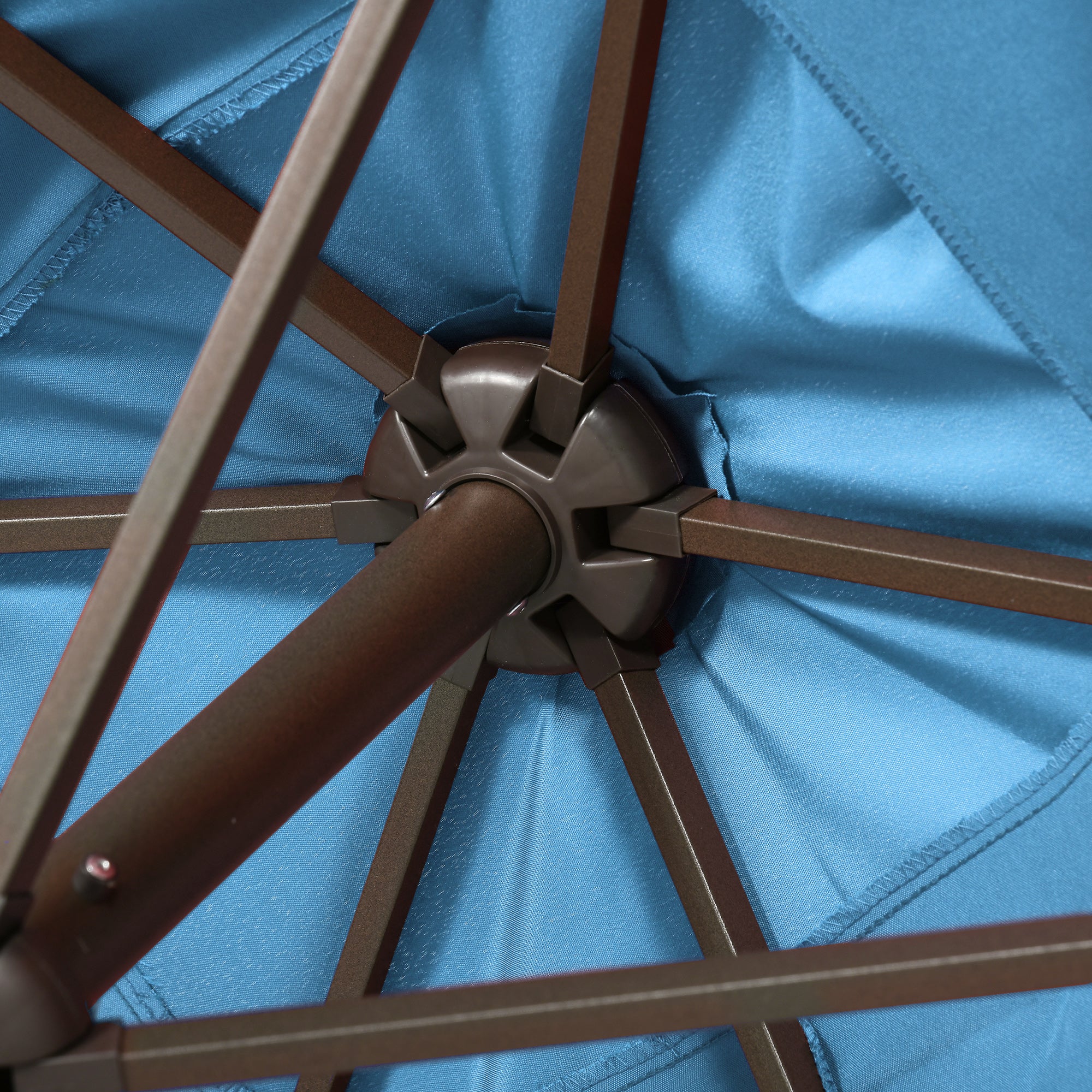 6.5'x10' Solar Rectangle Market Umbrella with LEDs, Turquoise - Image 11