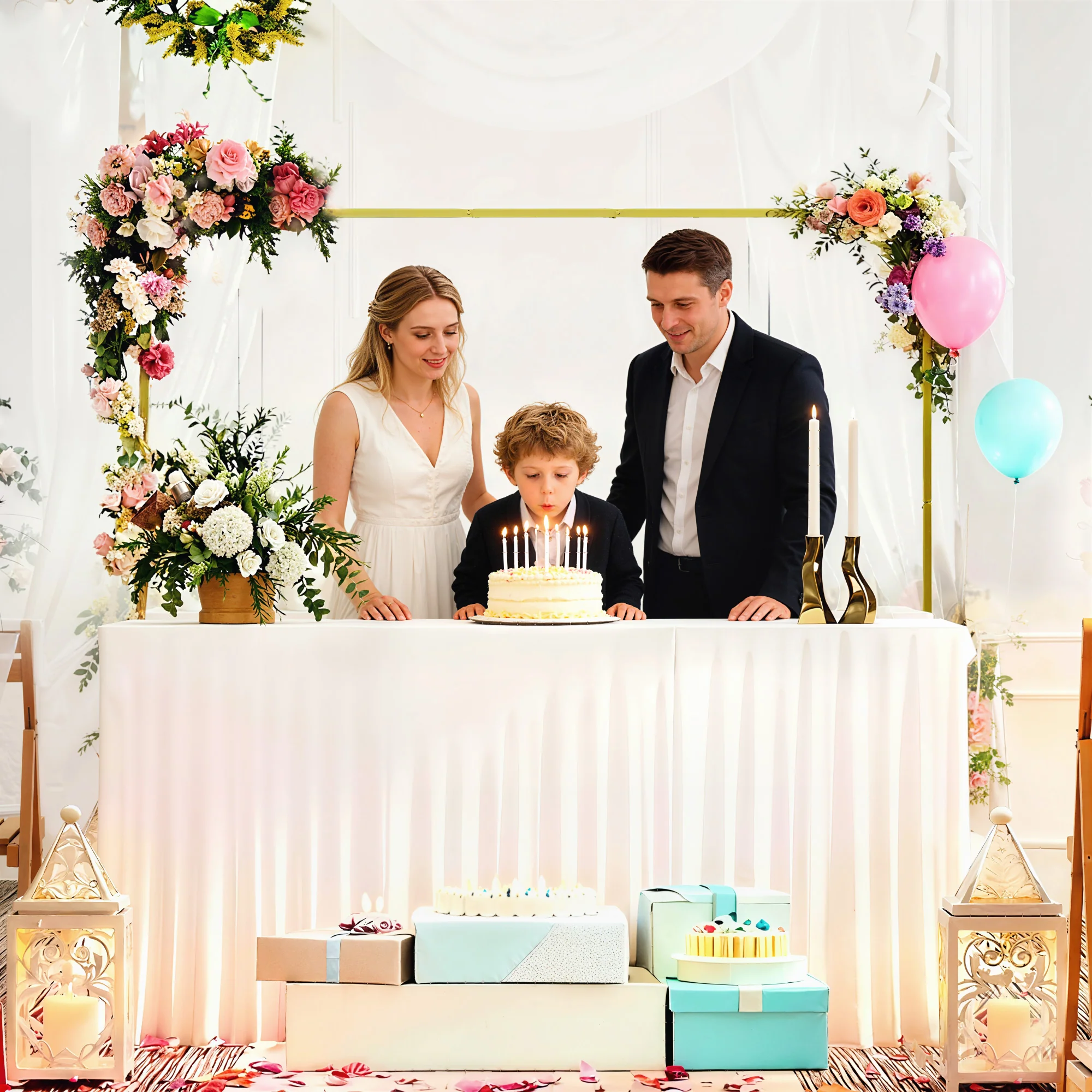 6.6ft Square Wedding Arch Backdrop Stand with Stakes, Gold - Image 10