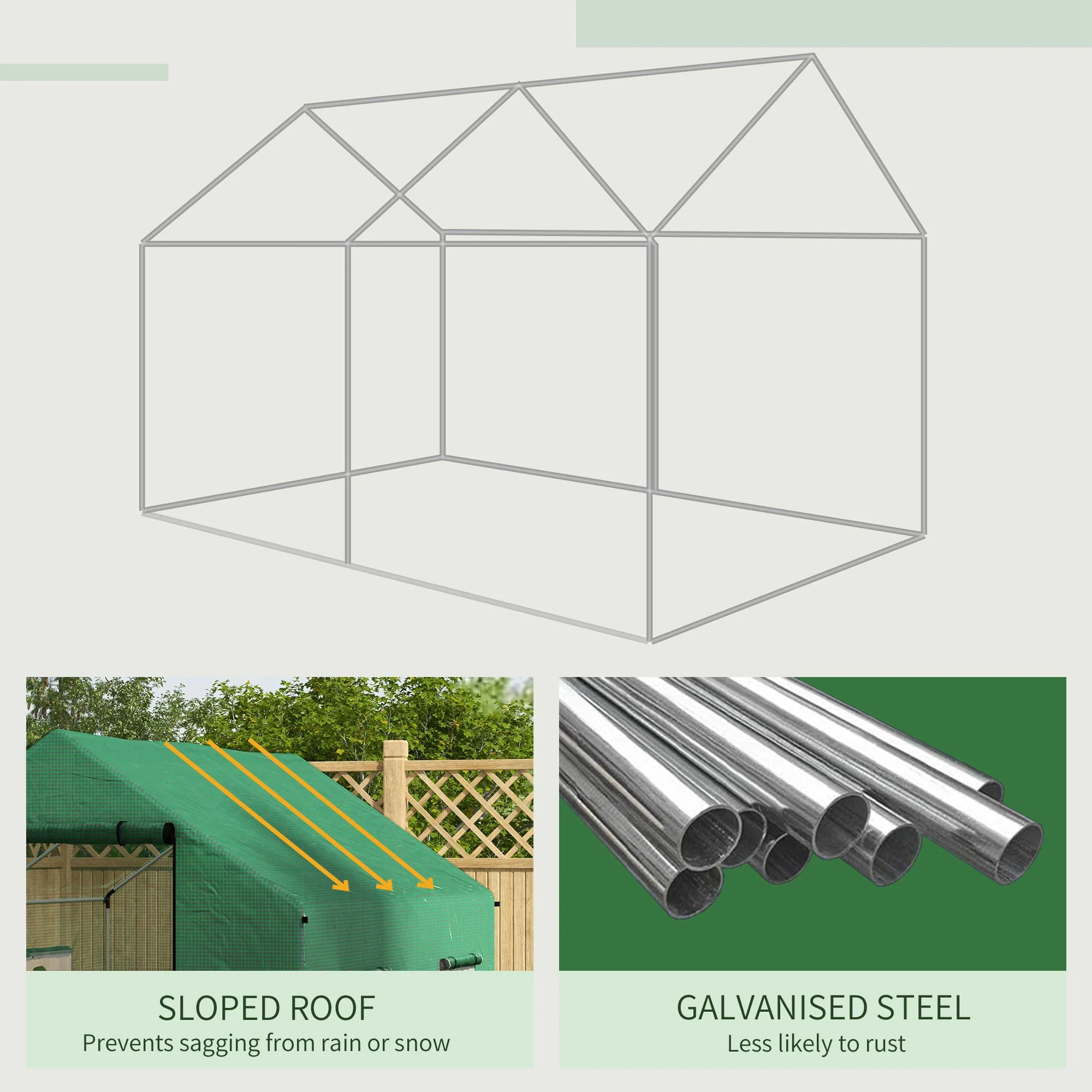 6.6' x 10' x 6.6' Tunnel Greenhouse with Roll-up Door & 4 Mesh Windows, Green - Image 9