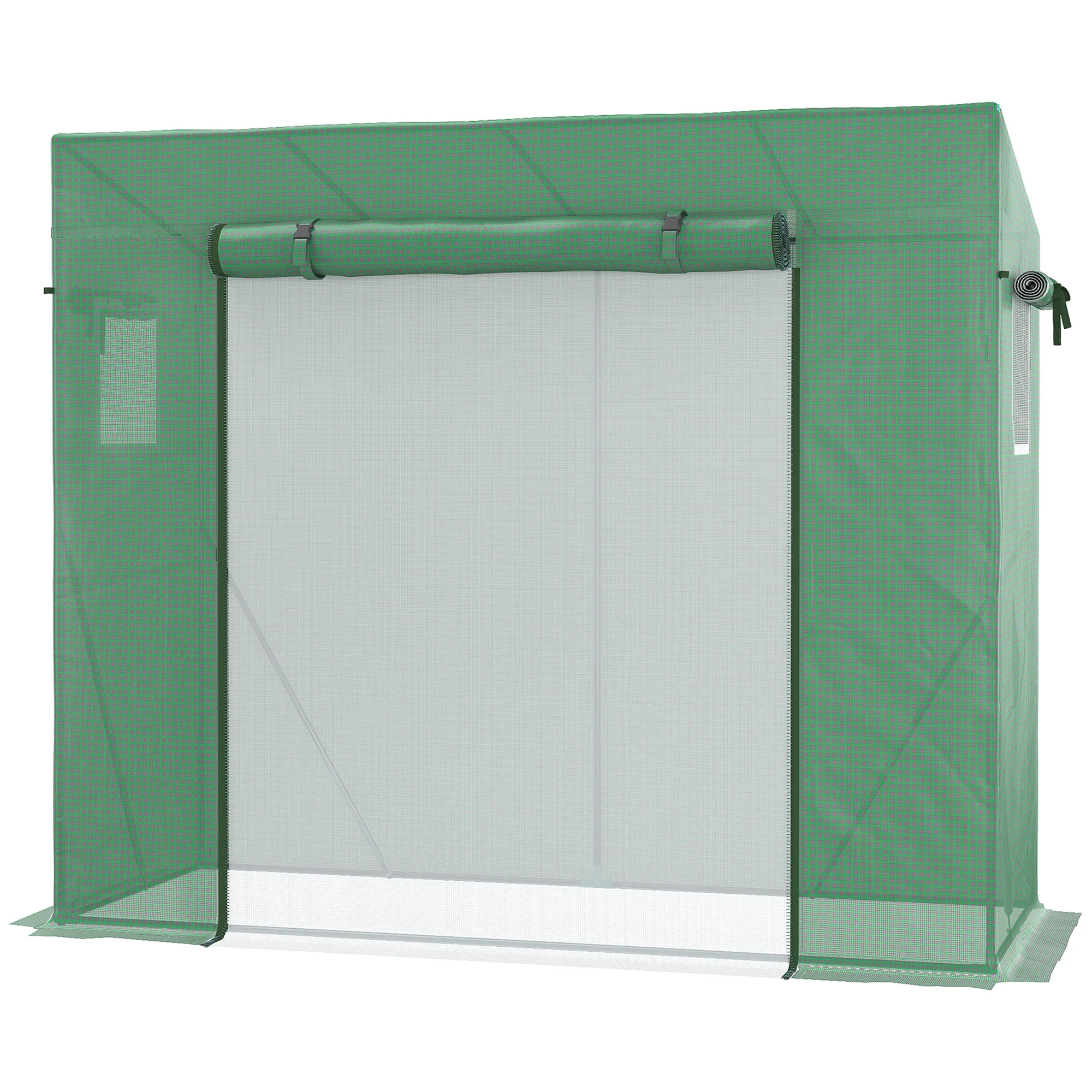 6.6' x 2.5' x 5.5' Walk-in Greenhouse with Door and Window, Green - Image 2