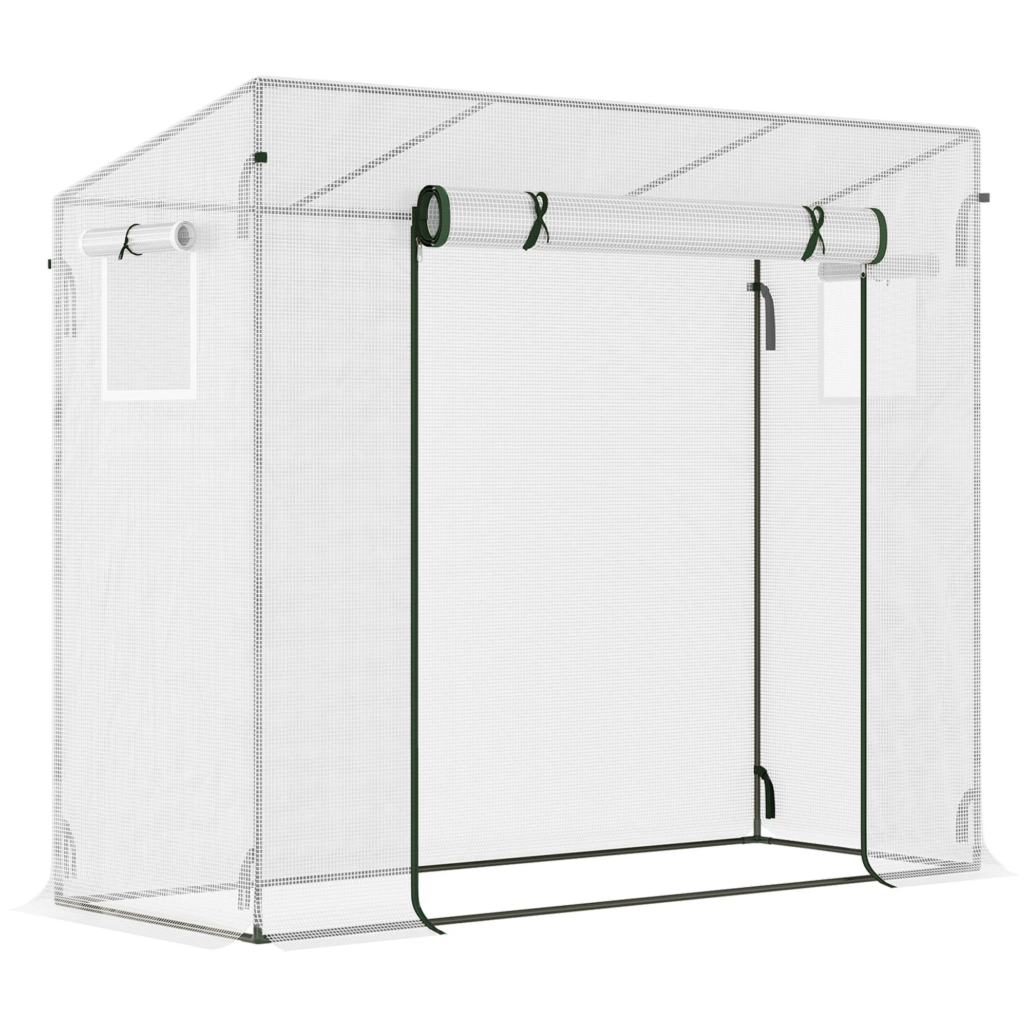 6.6' x 2.5' x 5.5' Walk-in Greenhouse with Door and Window, White - Image 12
